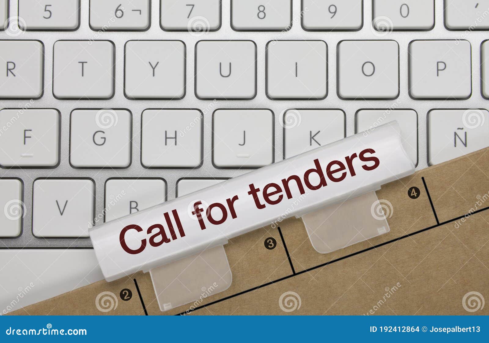 call for tenders - inscription on white keyboard key