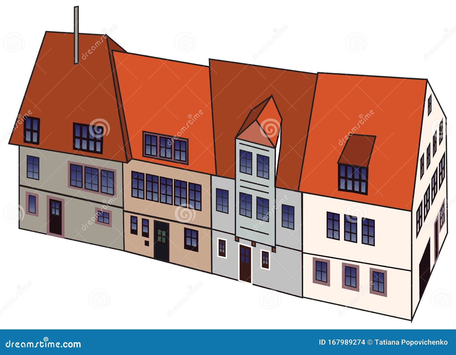 Calle de casas no grandes ilustración del vector. Ilustración de lata -  167989274