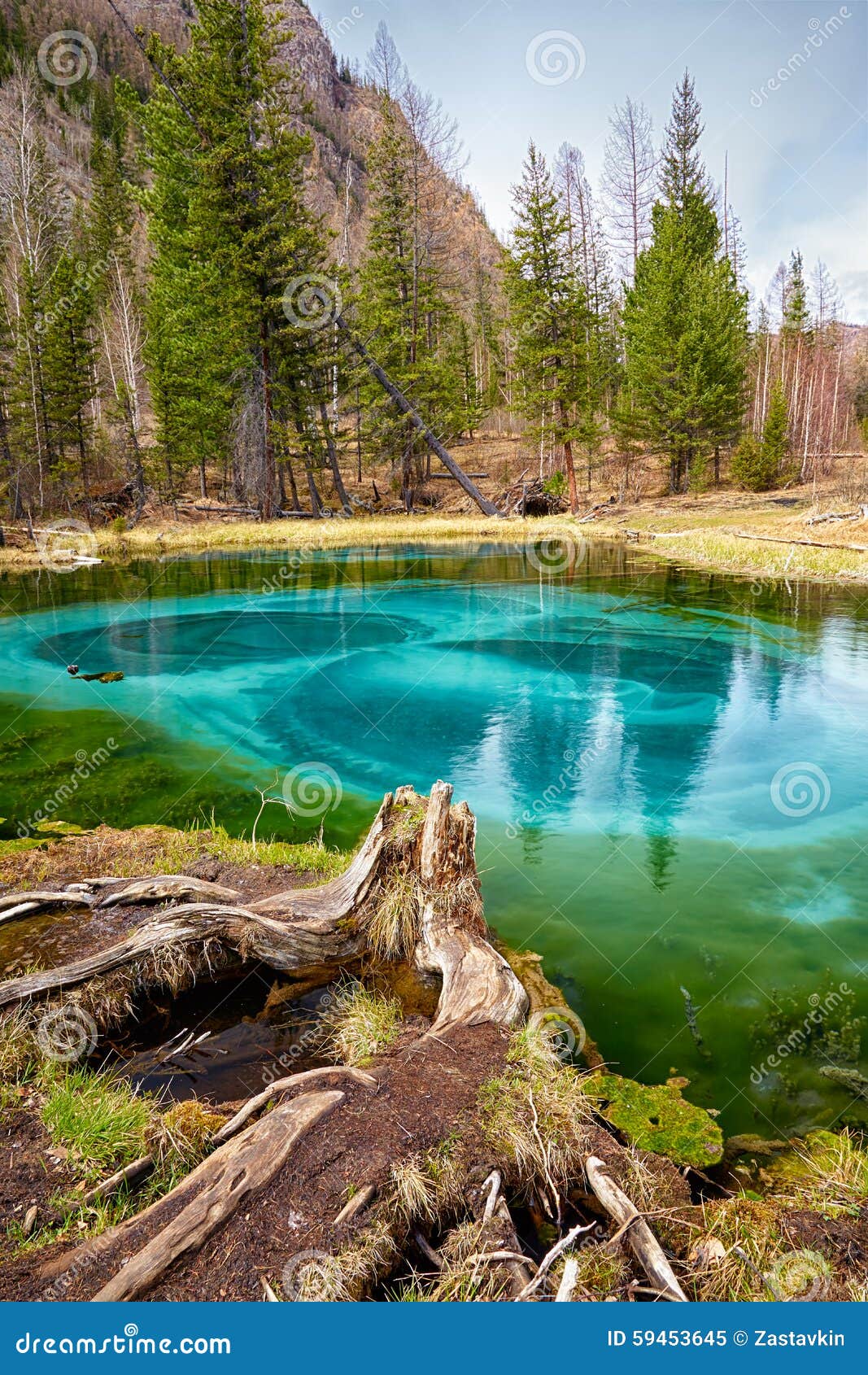 so-called blue geyser lake in altay mountains