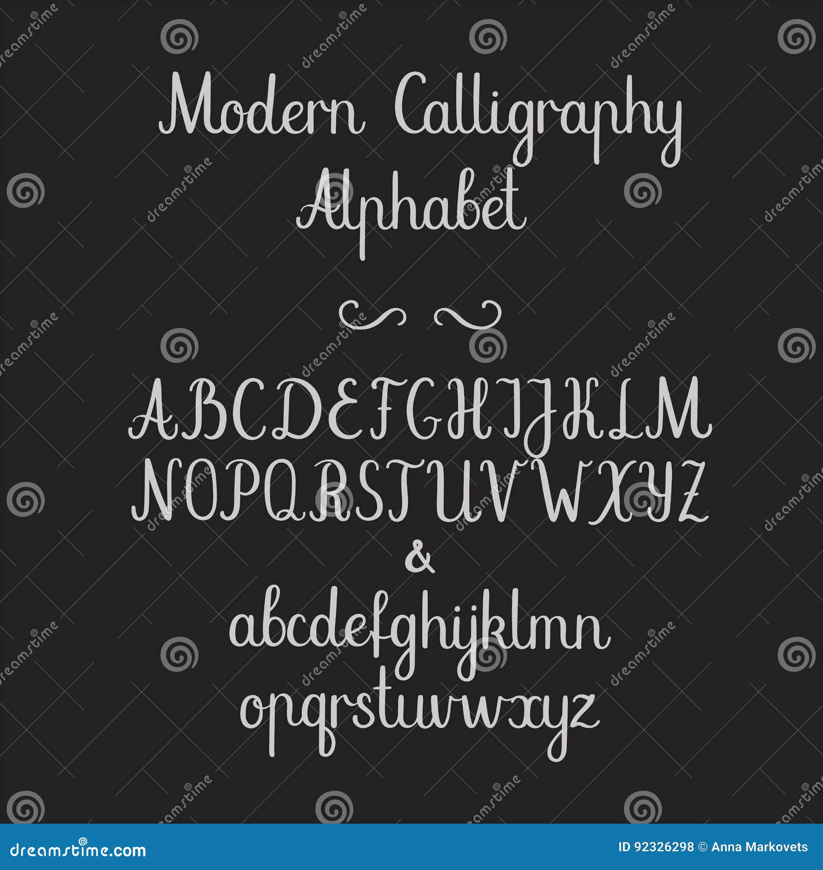 Calligraphic Alphabet. Handwritten Brush Font. Uppercase, Lowercase ...