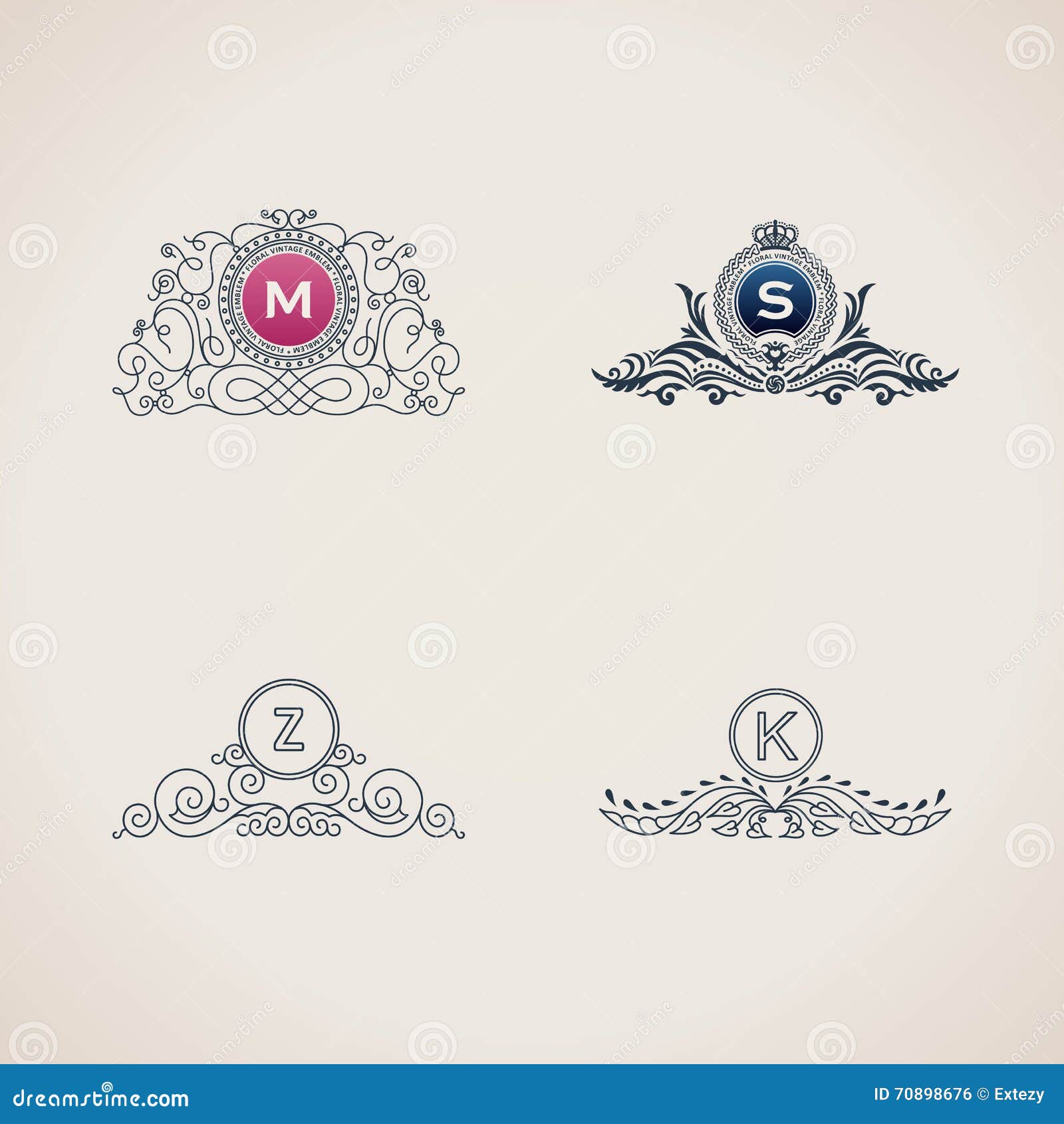 Monogram flower logo template design emblem Vector Image