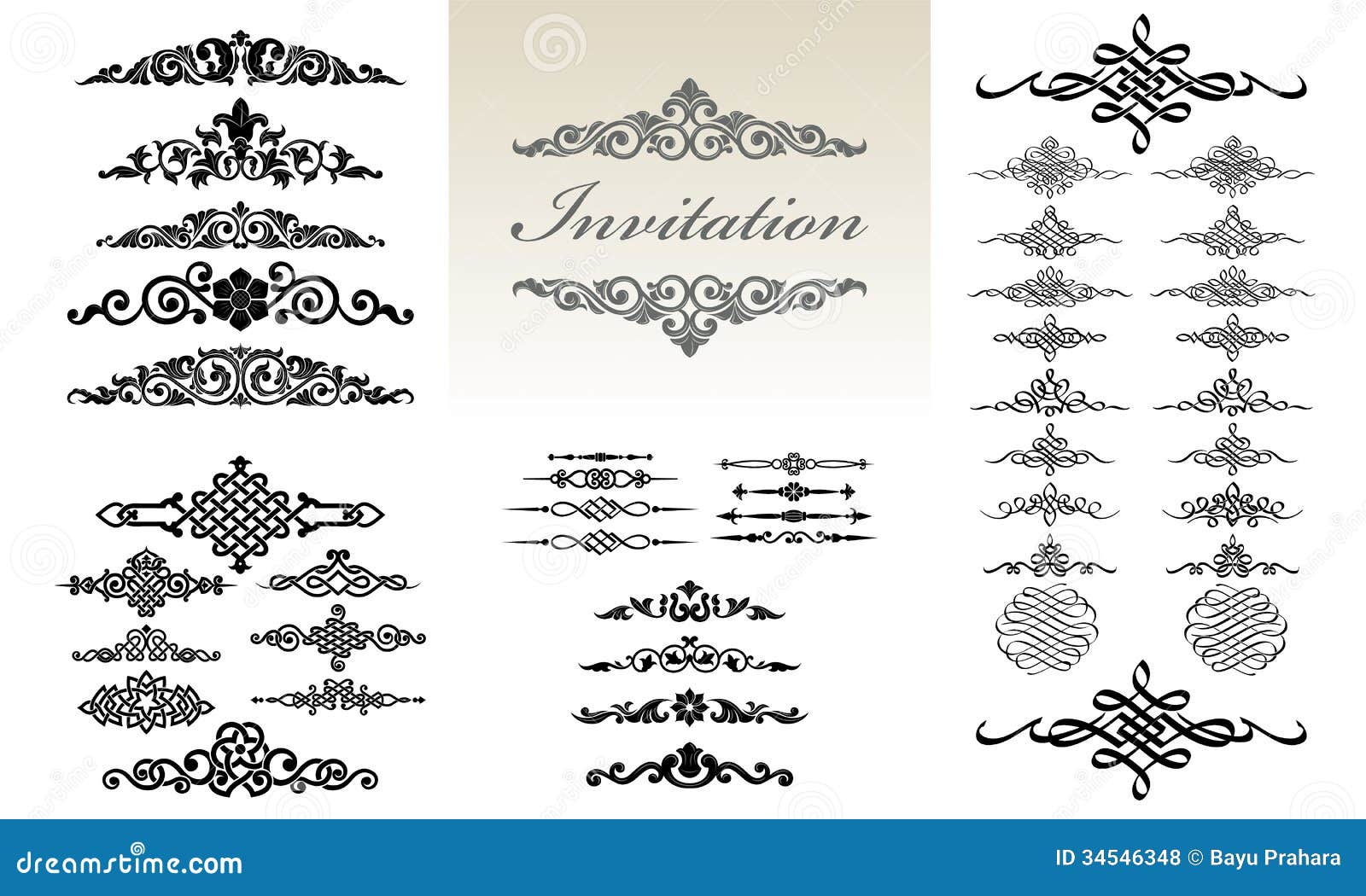 Calligraphic & Ornament Design Set Stock Vector Illustration of