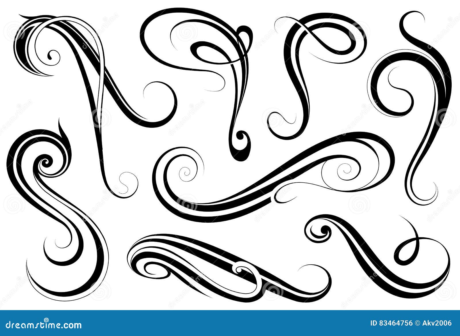 calligraphic swirls set
