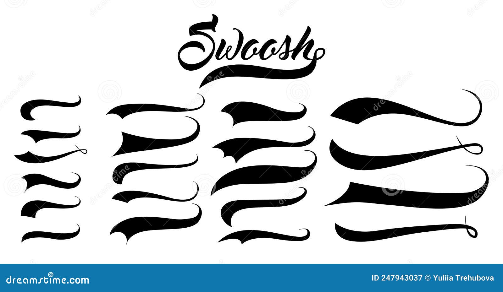 Underline Swishes tail. Swooshes set for Athletic Typography