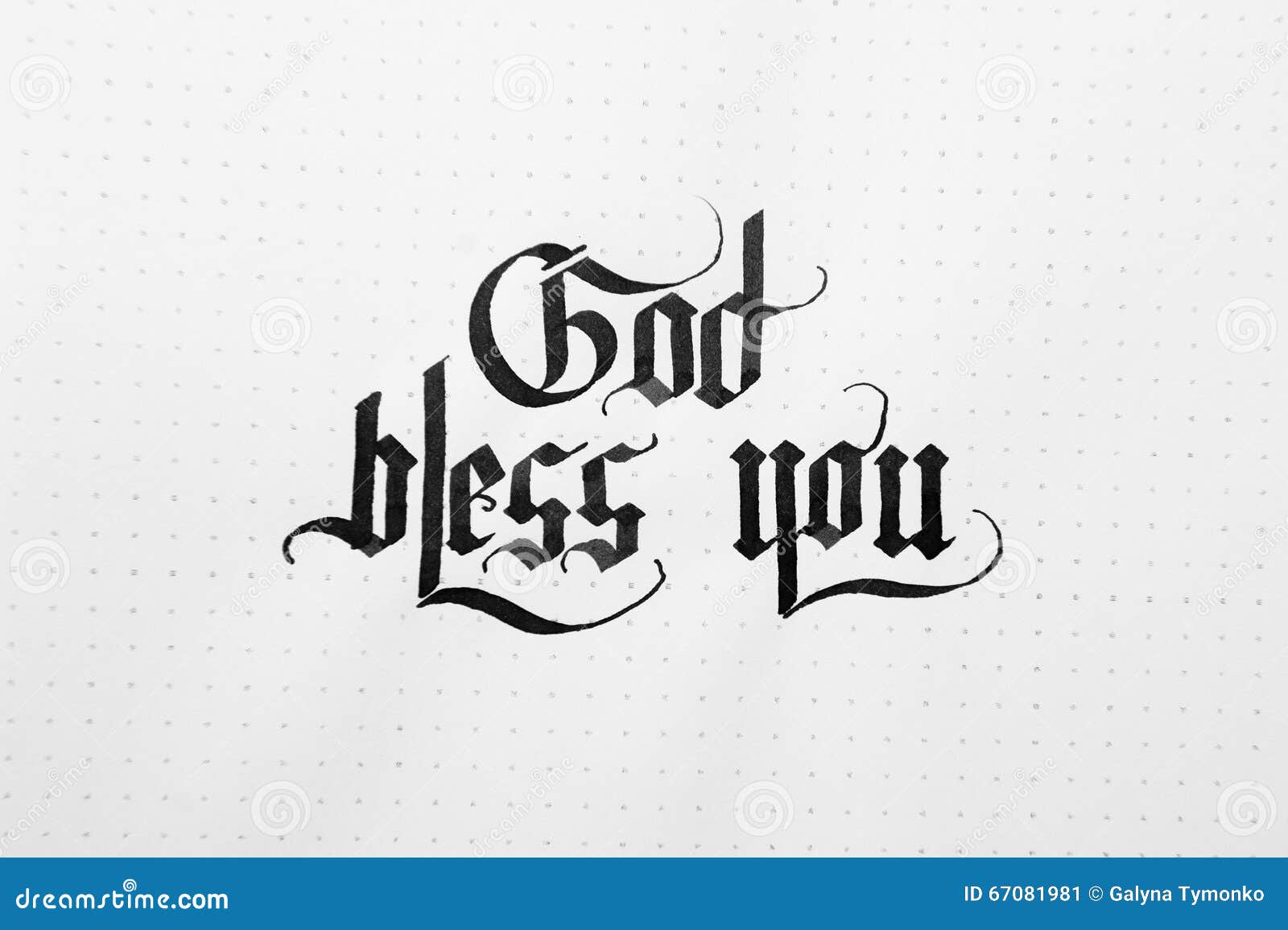Calligraphical Lettering God Bless You on the Paper Note Texture ...