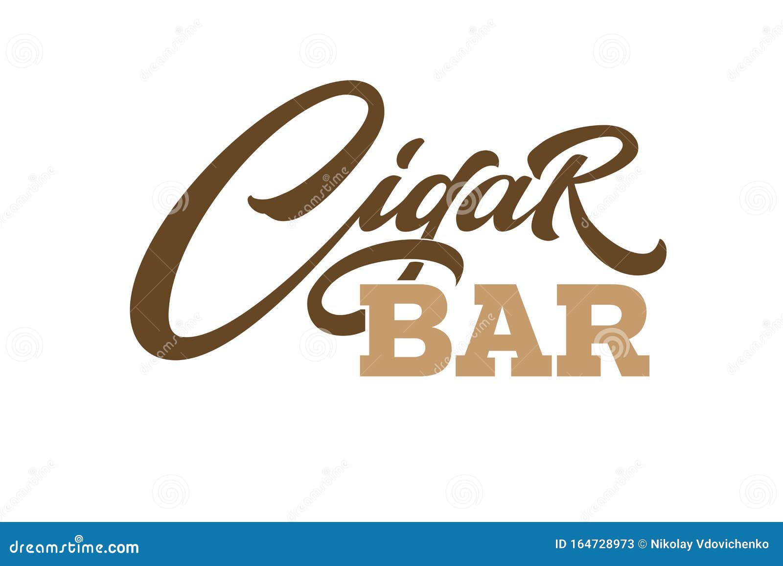 calligraphy cigar bar in vintage style on white  background for  of signboard. modern calligraphy, font
