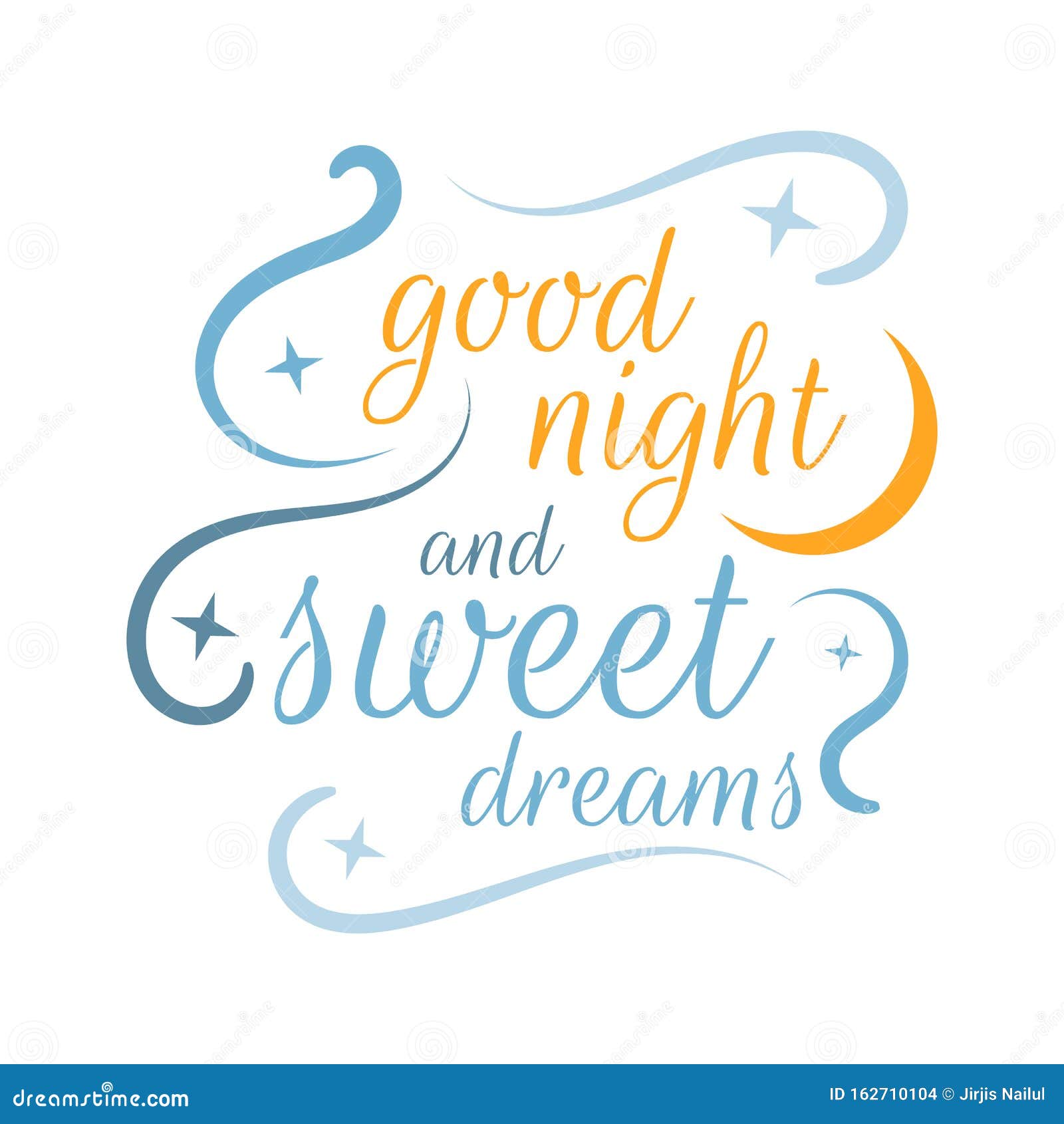 Calligraphy Good Night and Sweet Dreams Lettering Vector Isolated on ...