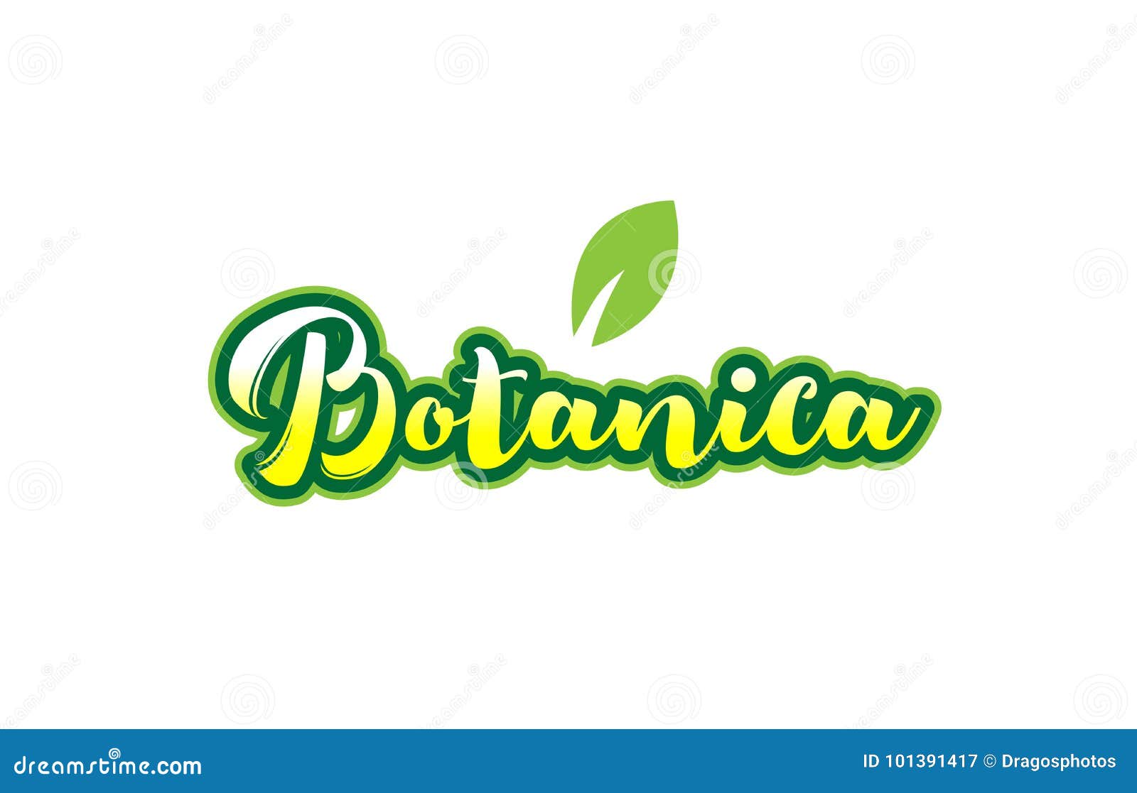 botanica word font text typographic logo  with green leaf