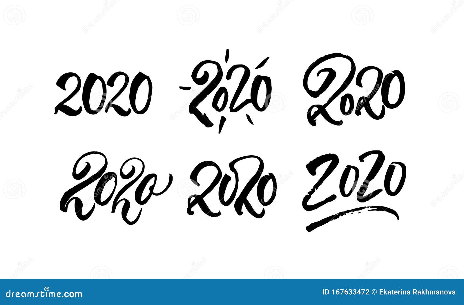2020 Calligraphy Handwriting Numbers Vector Isolated On White Background Calendar 2020 Stock Vector Illustration Of Number Handwritten 167633472