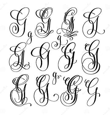 Calligraphy Lettering Script Font G Set, Hand Written Stock Vector ...