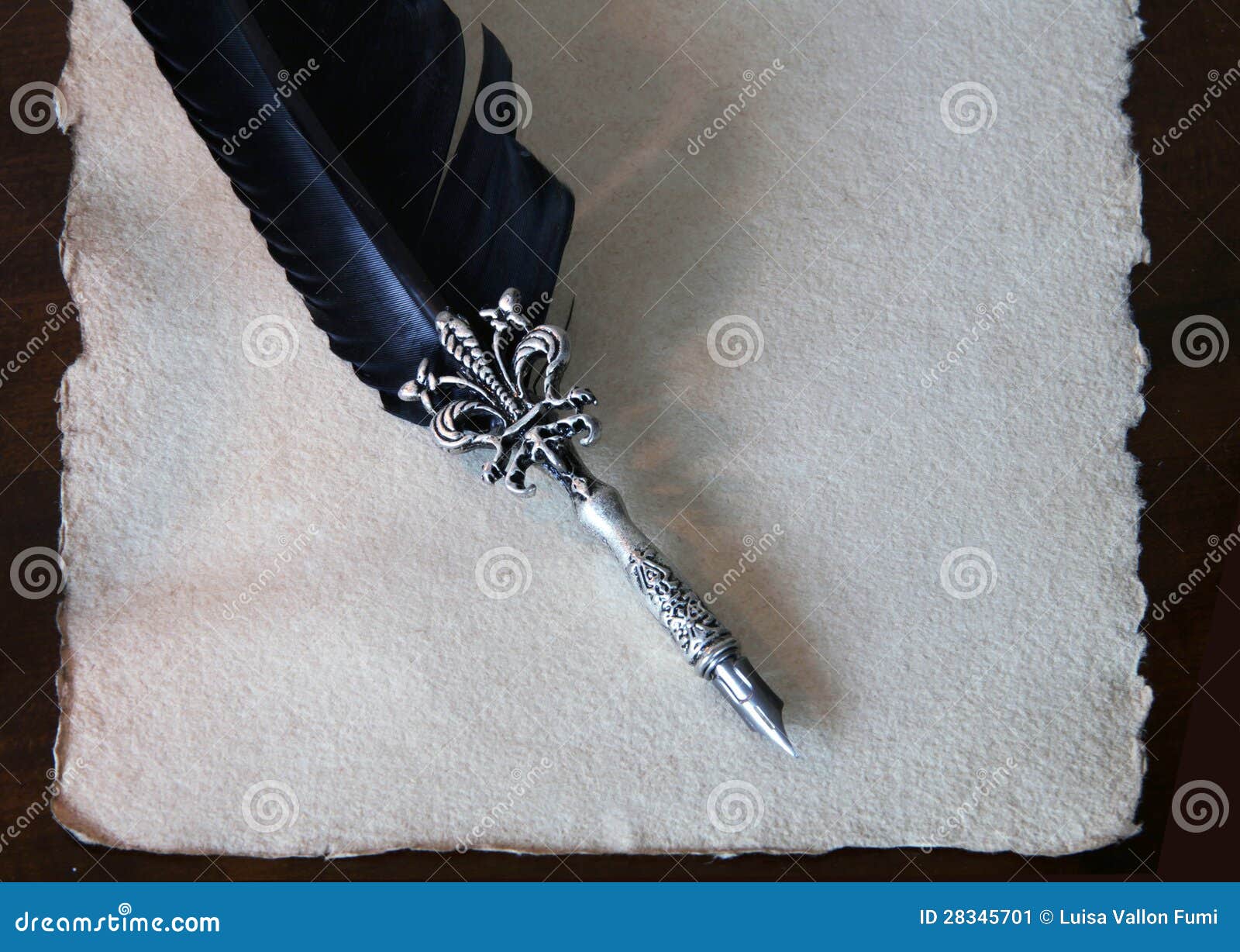 Calligraphy Pen and Handmade Paper with Scalloped Edges Stock Image