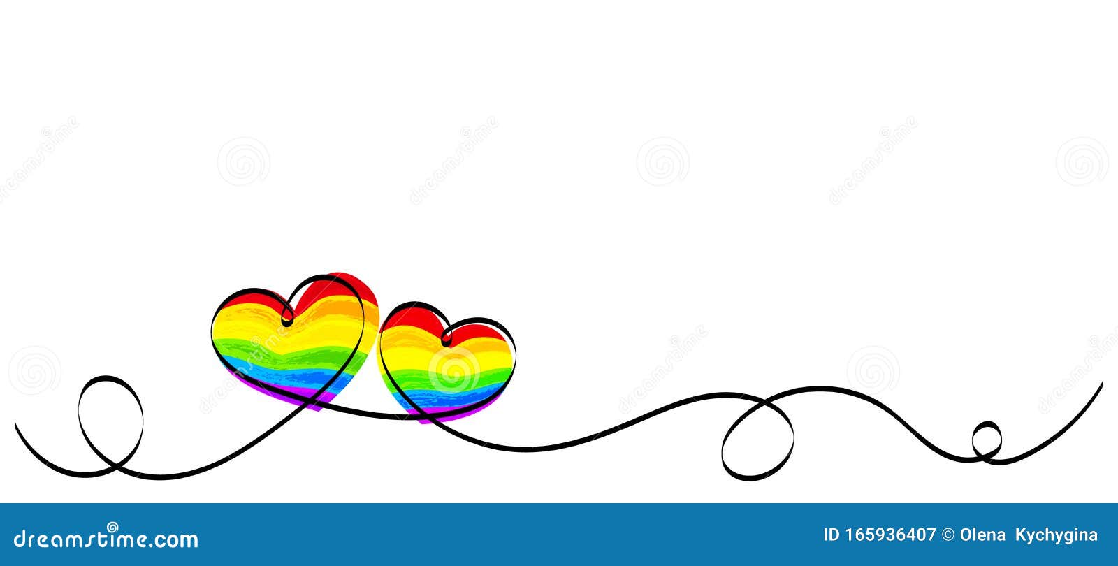 calligraphy rainbow heart ribbon on white background. lgbt pride month. lesbian, gay, bisexual, transgender love s.