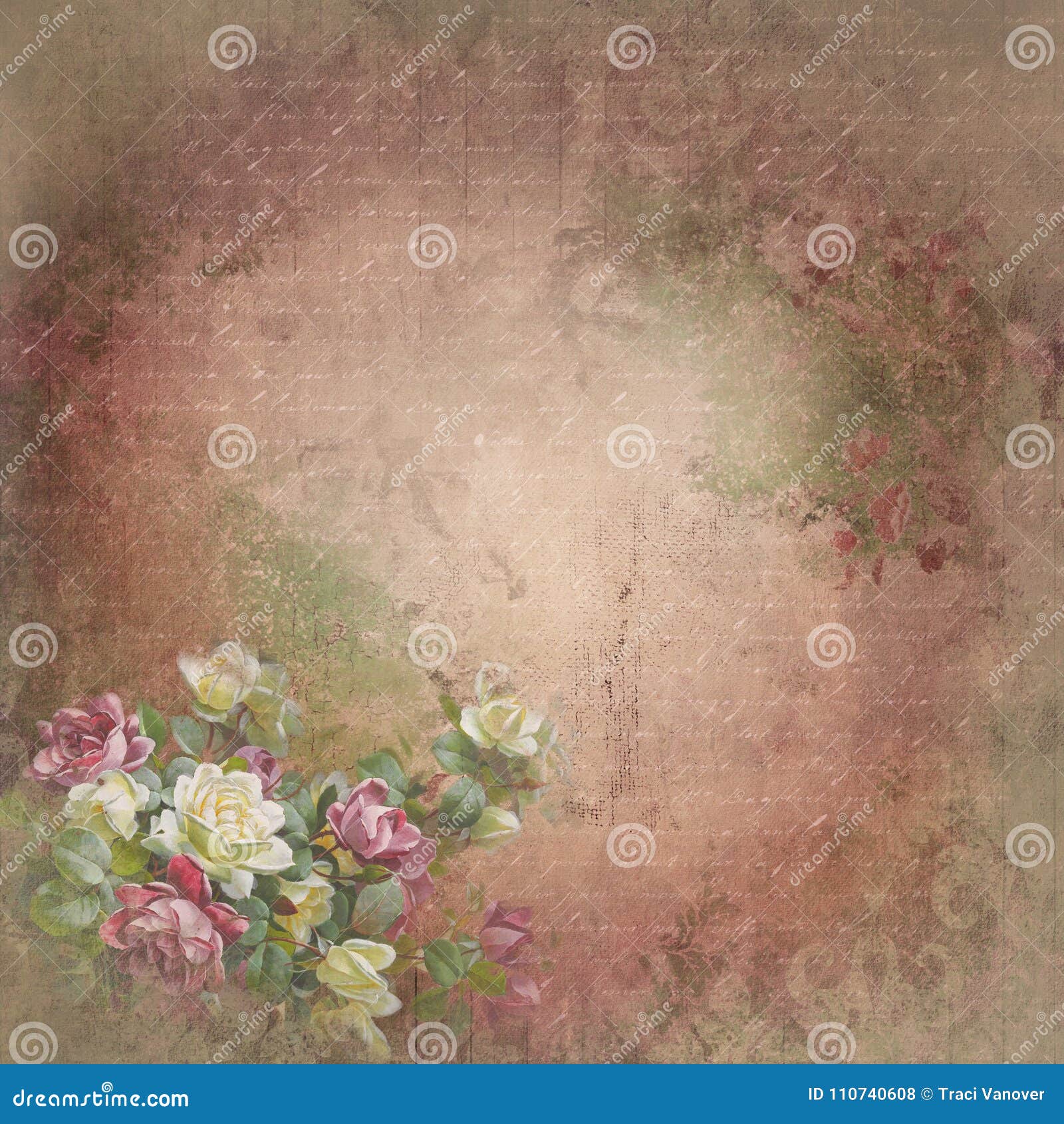 Antique Vintage Floral Textured Background Grunge Floral Background