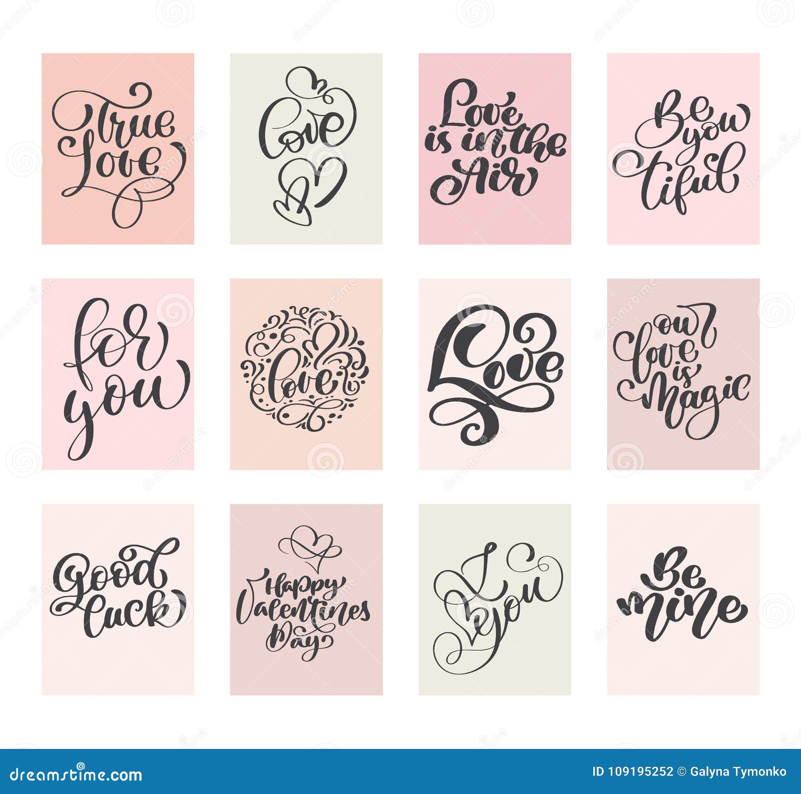 calligraphy set love vector valentines day cards templates gift tags templates
