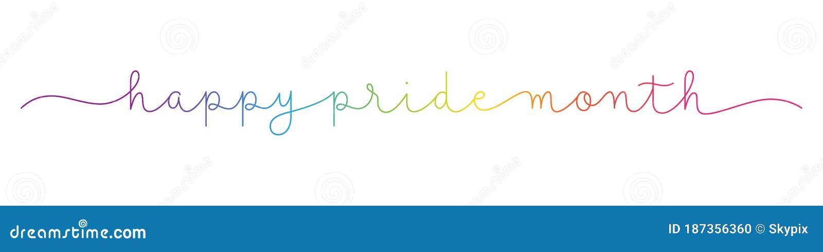 happy pride month rainbow monoline calligraphy banner