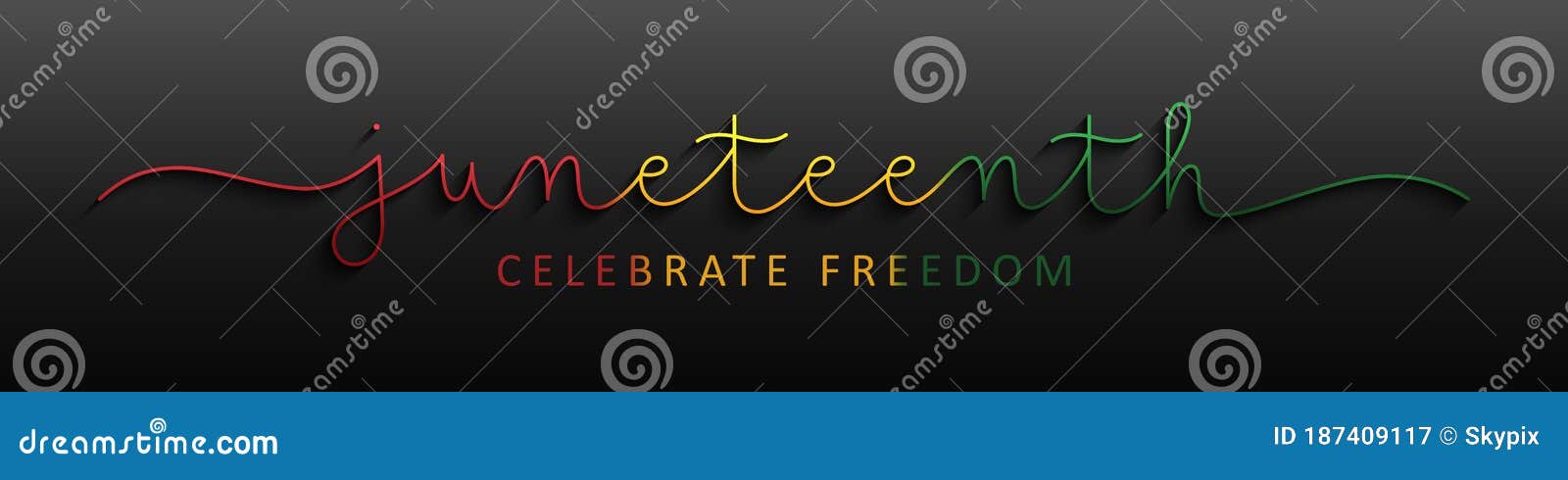 juneteenth colorful monoline calligraphy banner