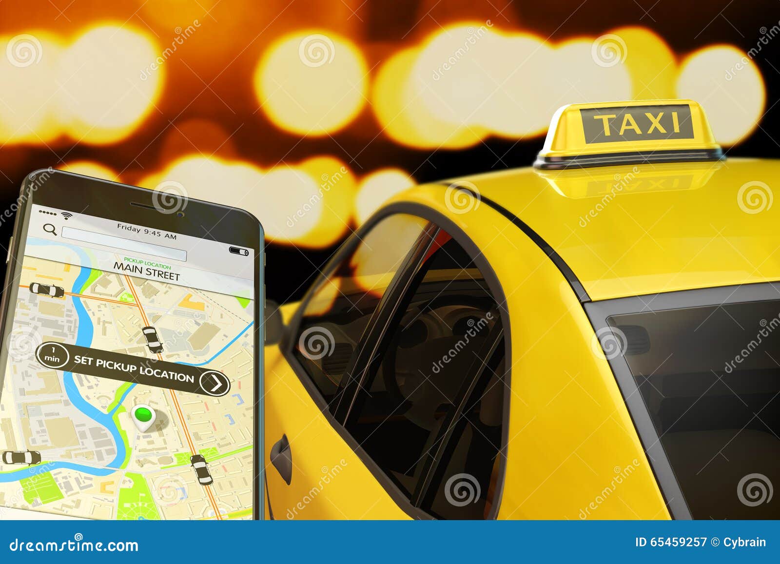 calling taxi from mobile phone concept