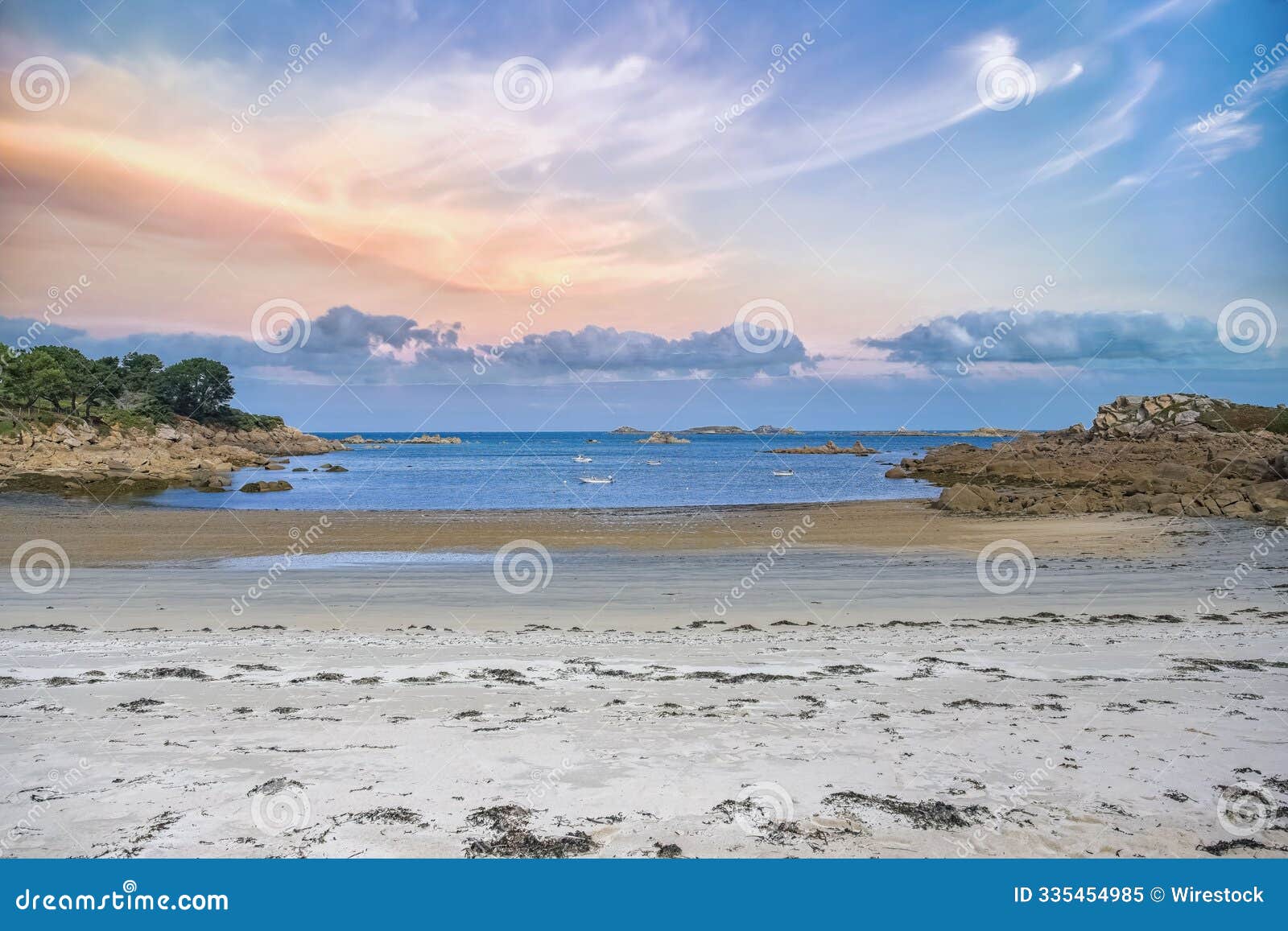 callot island in brittany, beach in a creek