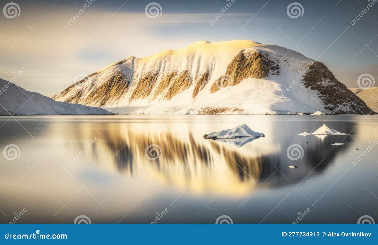 calm waters reflections in makinson inlet, ellesmere island, nunavut, canada. perfect for nature-themed websites.