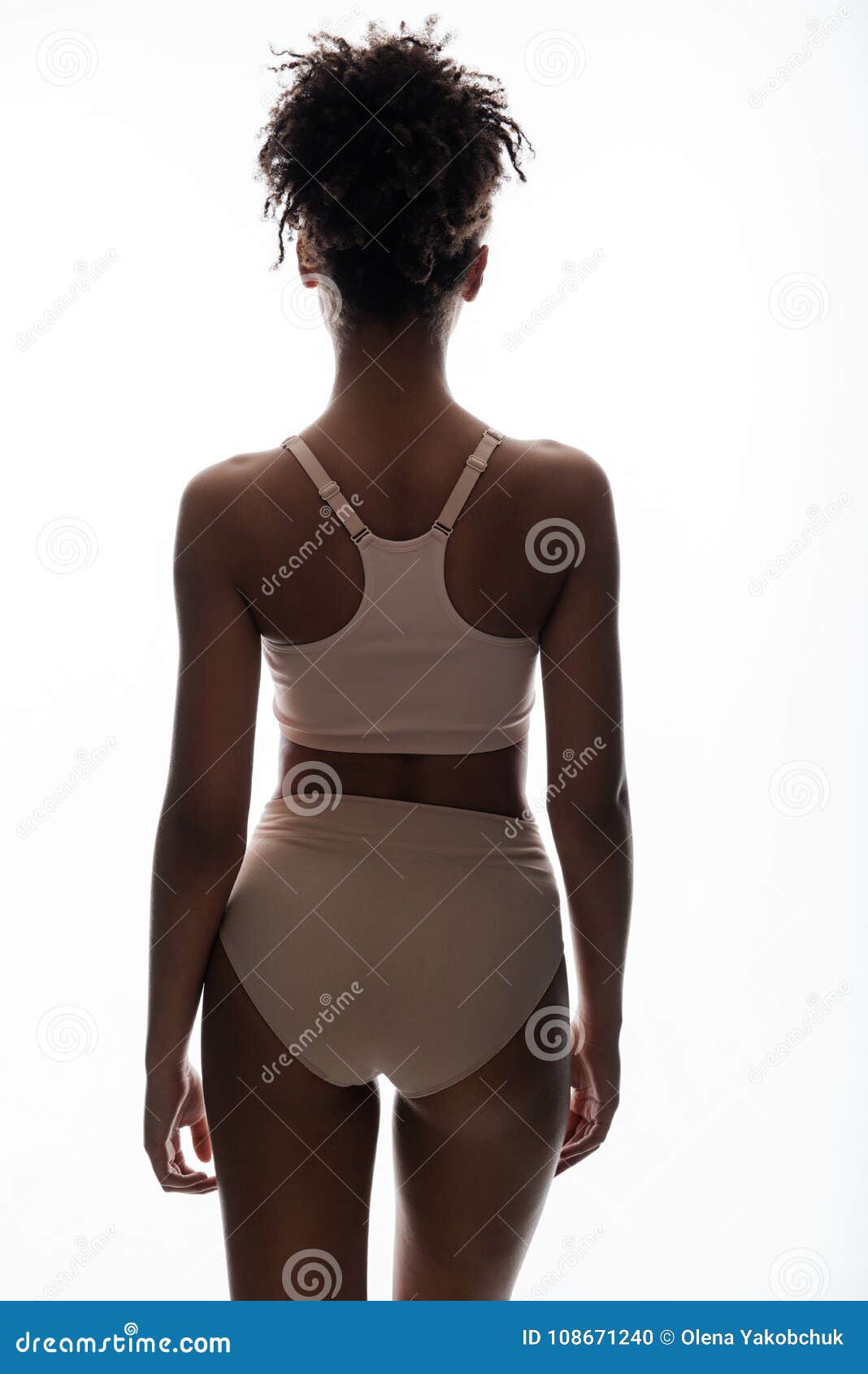 African Girl in Lingerie Showing Pretty Figure Stock Photo - Image