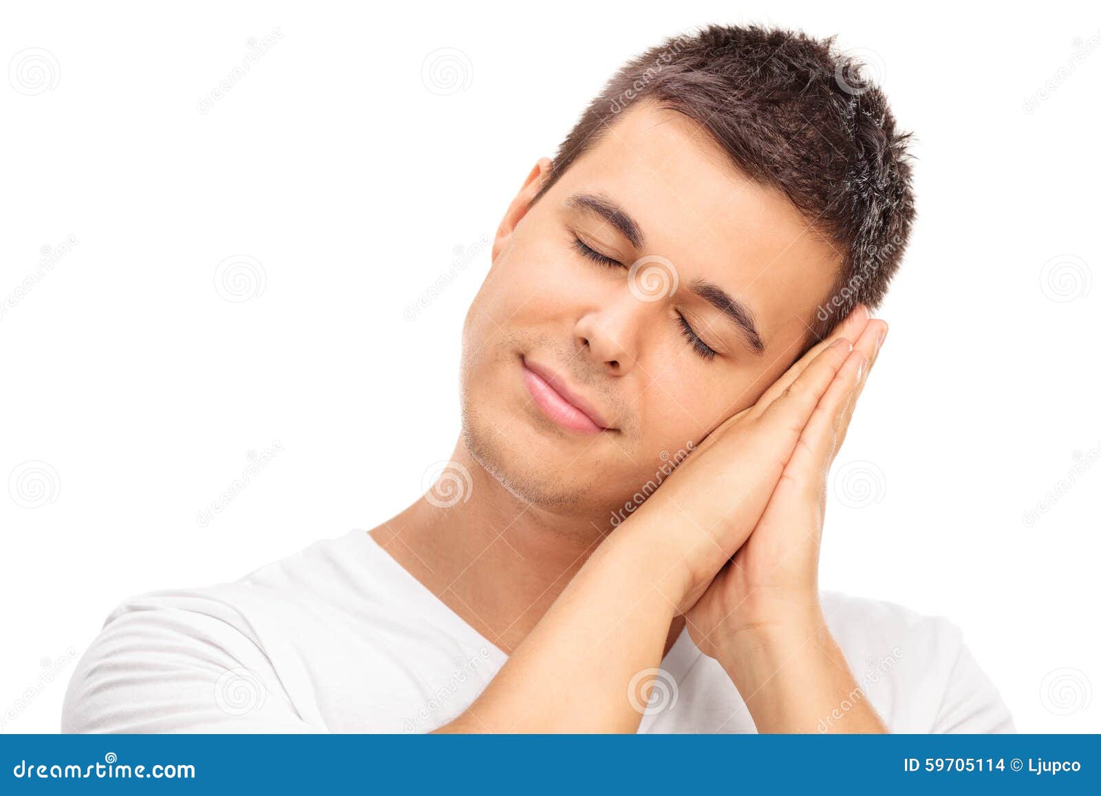 Calm Young Man Sleeping on His Hands Stock Photo Image of tired