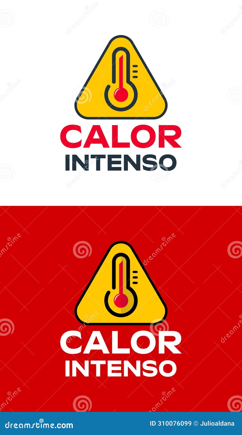 calor intenso, intense heat spanish text,  weather warning sign 