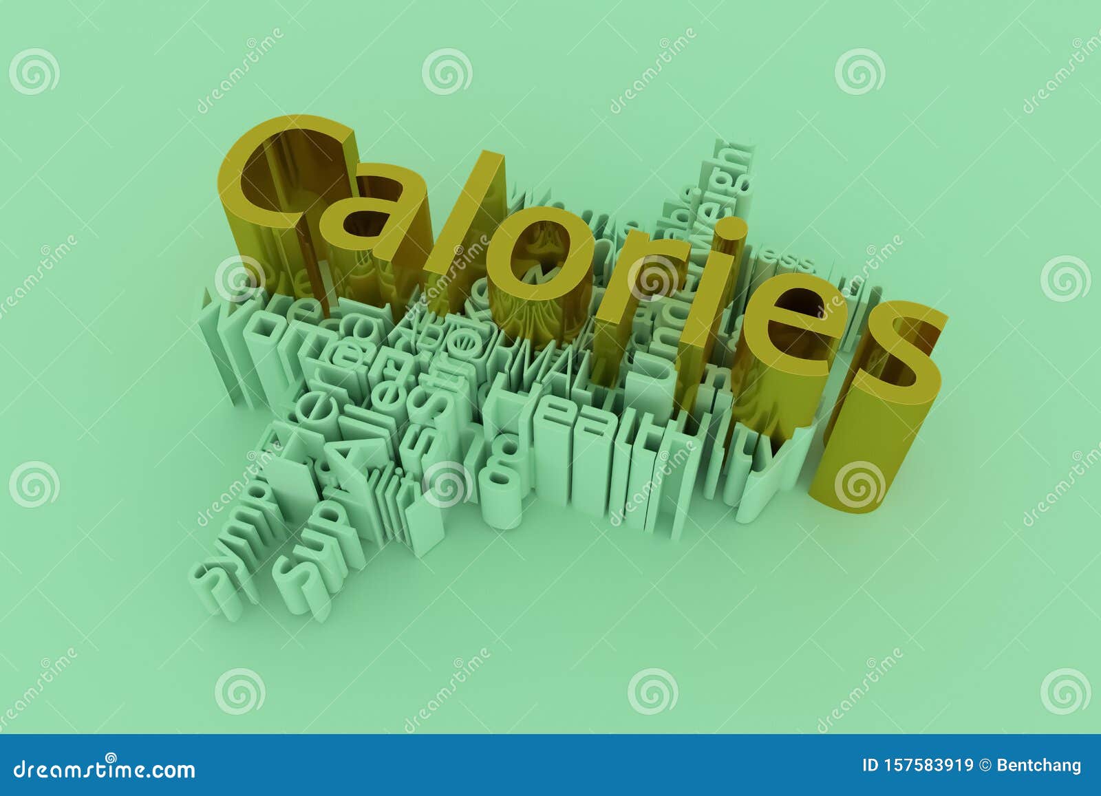 calories, health, lifestyle keyword words cloud. for graphic , texture or background. 3d rendering.