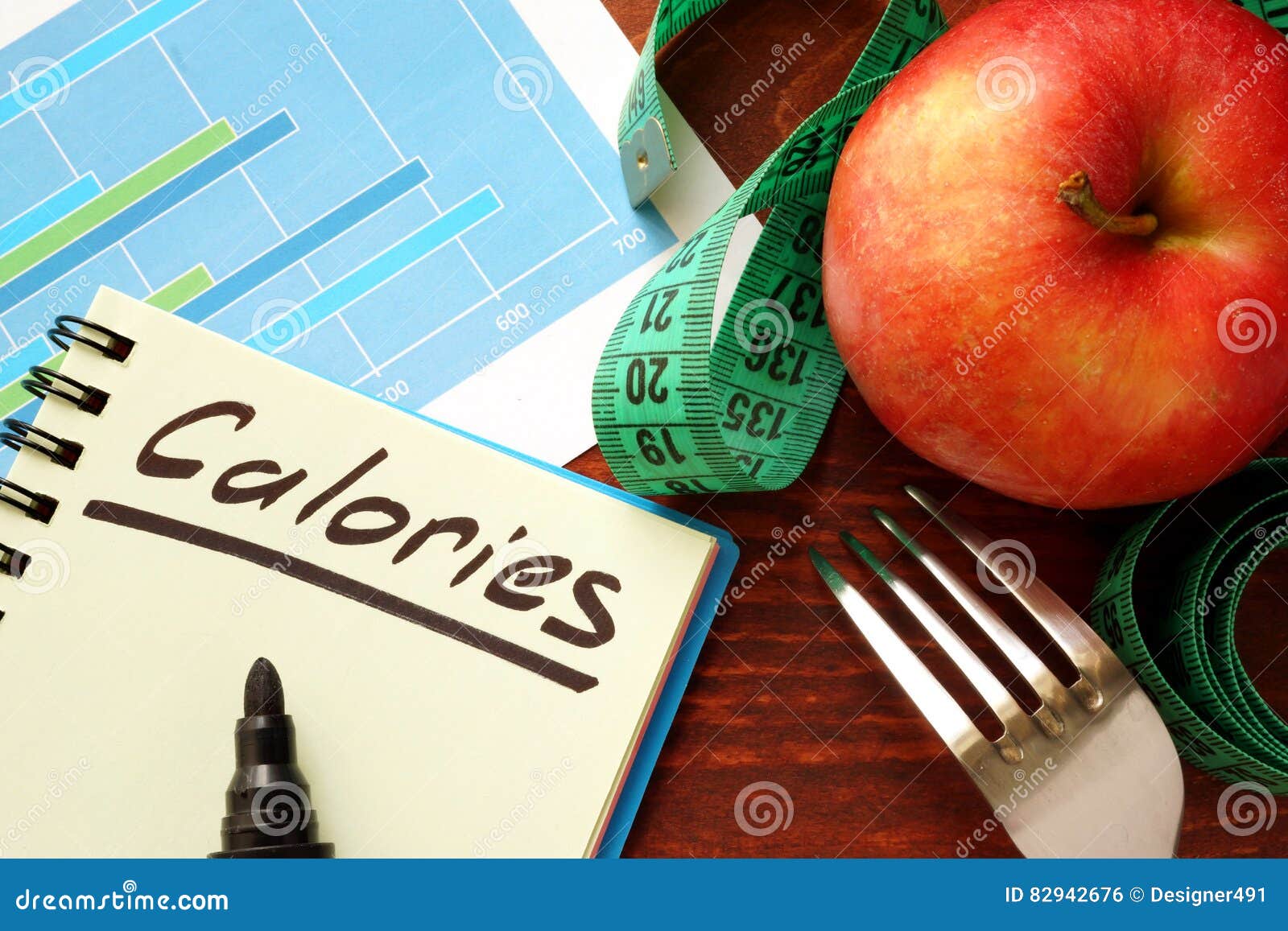 calories written in a diary.