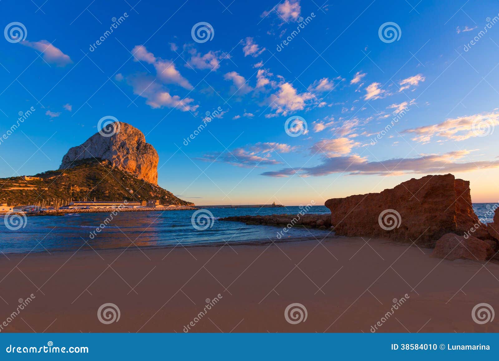 calpe alicante sunset at beach cantal roig