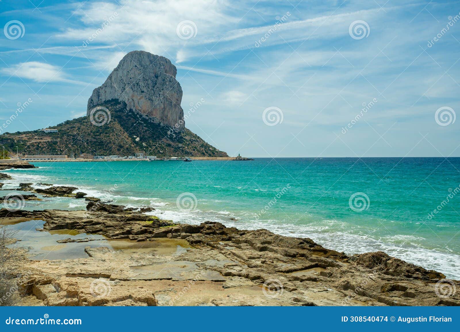 calpe (calp), spain. arenal-bol beach view and ifac