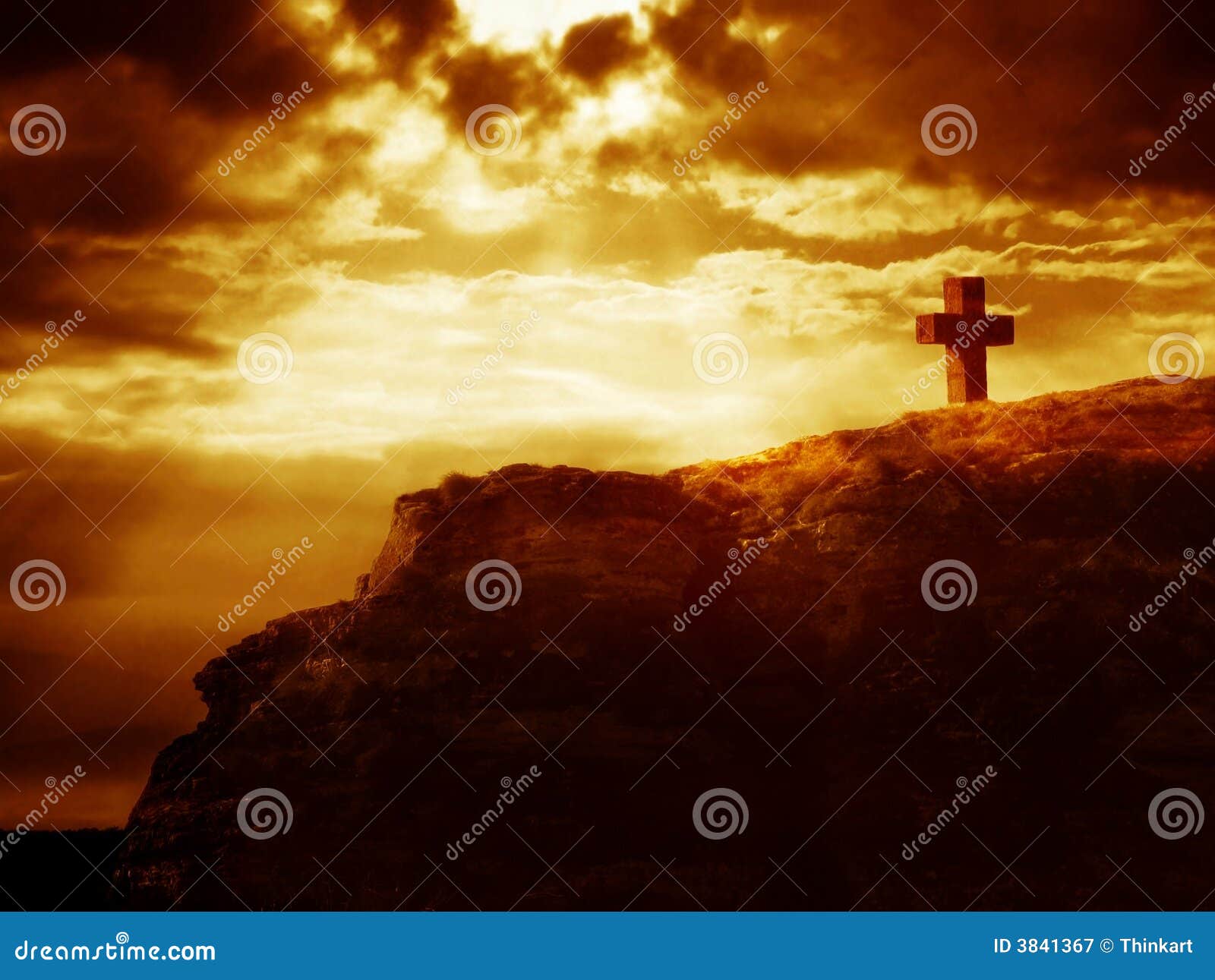 calvary cross on a rock