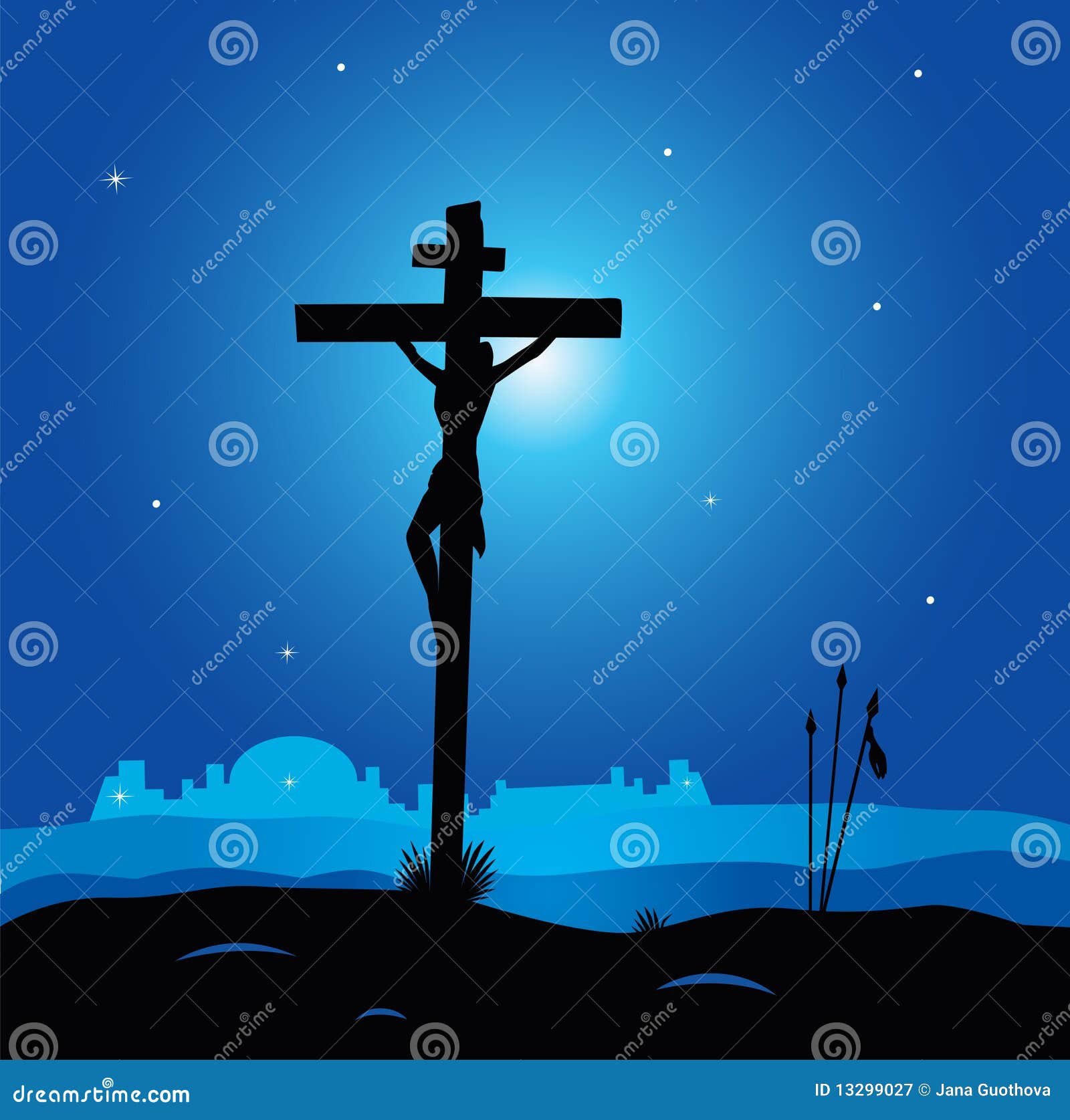 calvary - crucifixion scene with jesus christ on c