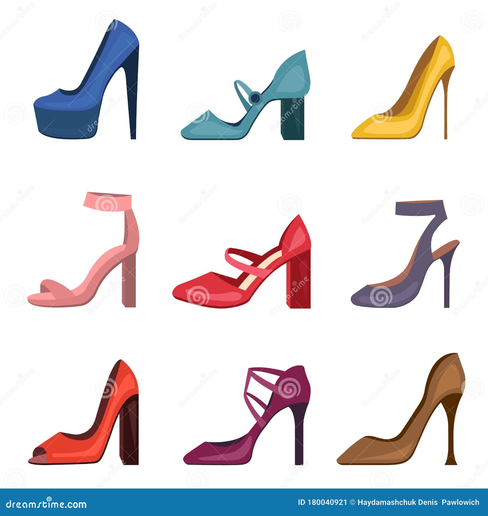 celebrar Intuición Intuición Calzado Femenino De Diferentes Colores Colección De Zapatos Para Mujeres  Con Tacones Altos Calzado De Moda Para Niñas Ilustración del Vector -  Ilustración de calzado, diferente: 180040921