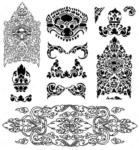 Cambodian floral pattern stock vector. Illustration of black - 23802231
