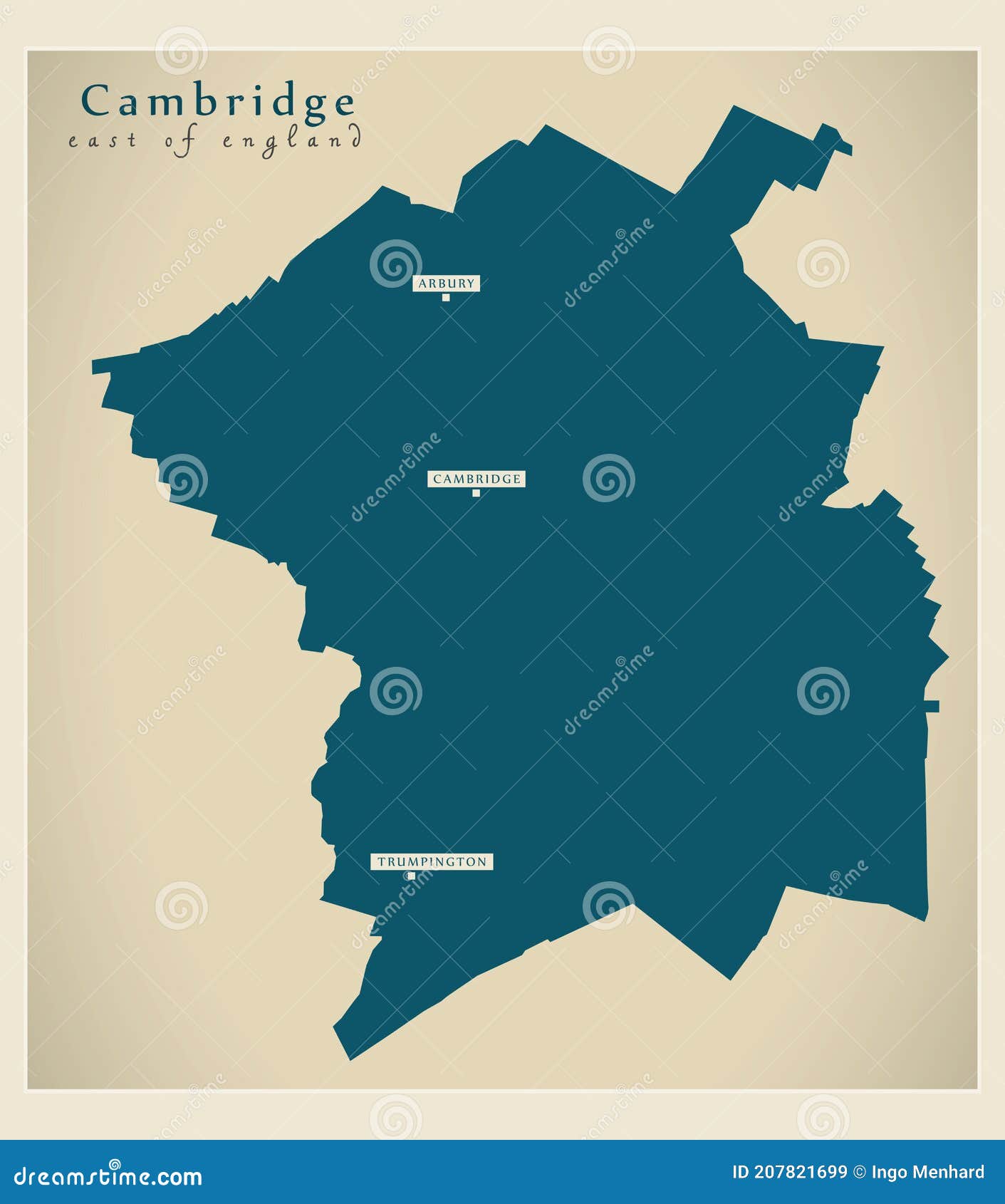 Cambridge District Map England UK Stock Vector Illustration of