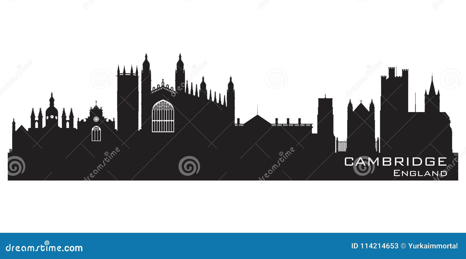 cambridge england city skyline detailed silhouette