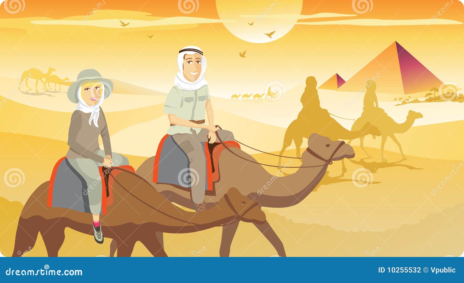 camels in desert clipart