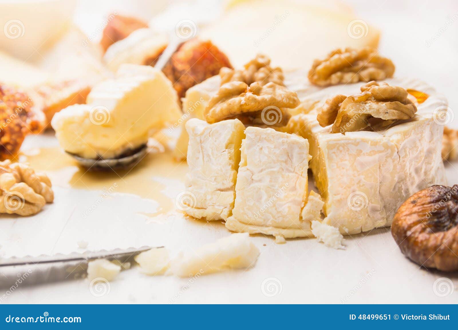 Camembert Cheese with with Honey and Walnuts Stock Image Image of