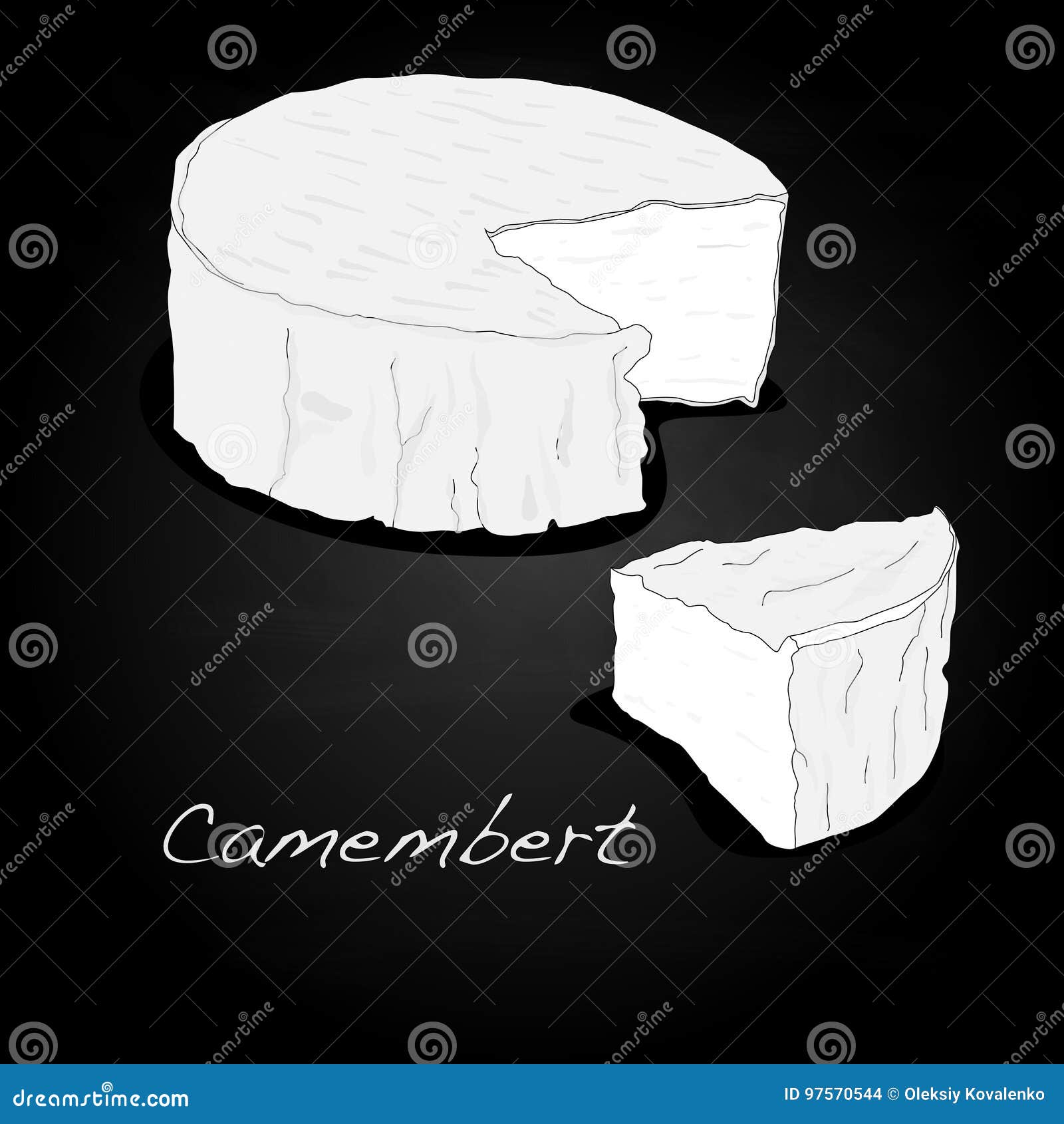 Camembert Cheese Isolated Illustration Set Stock Vector Illustration