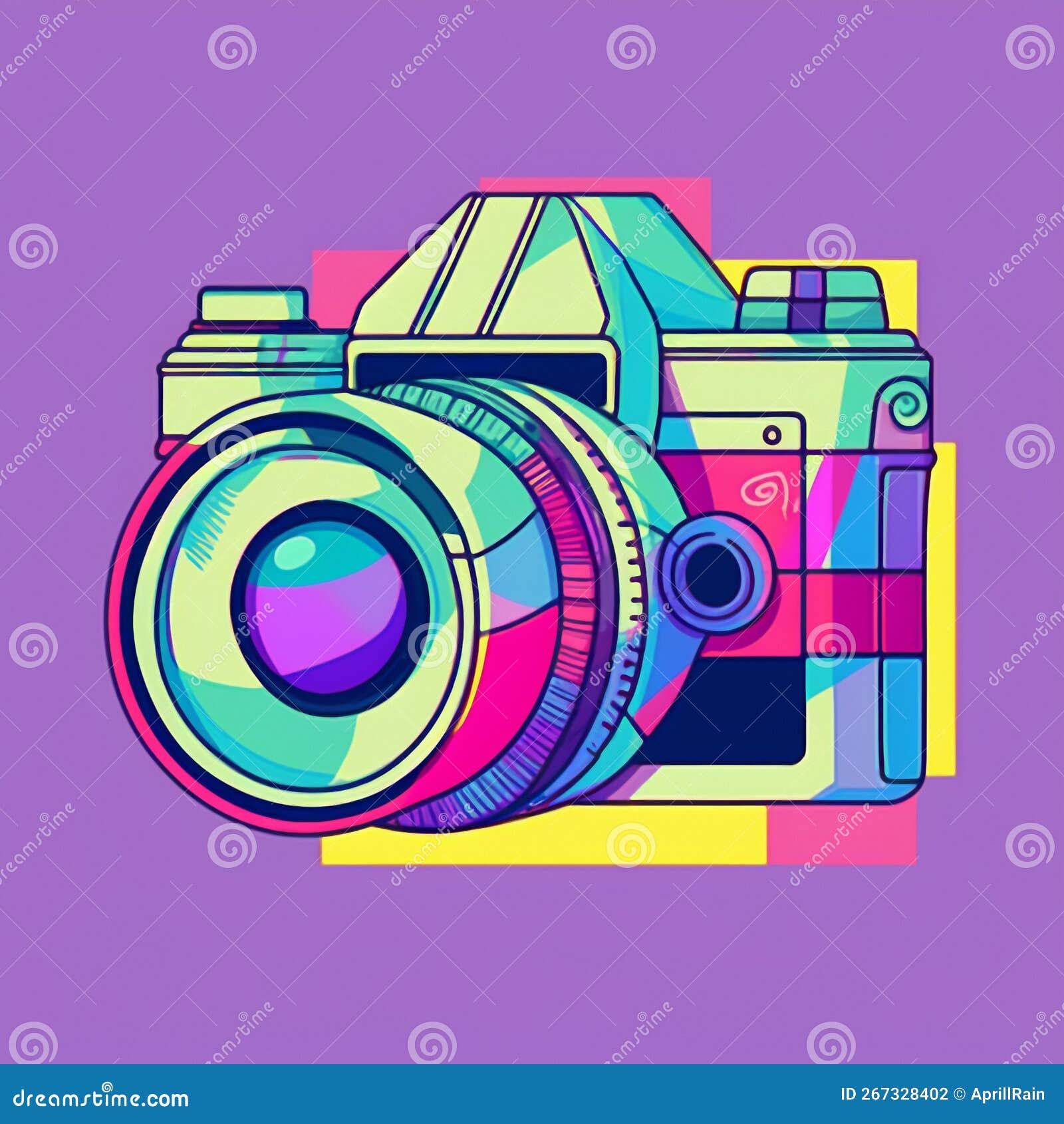 Camera Cartoon Graphic Image Colorful Illustration Stock Illustration