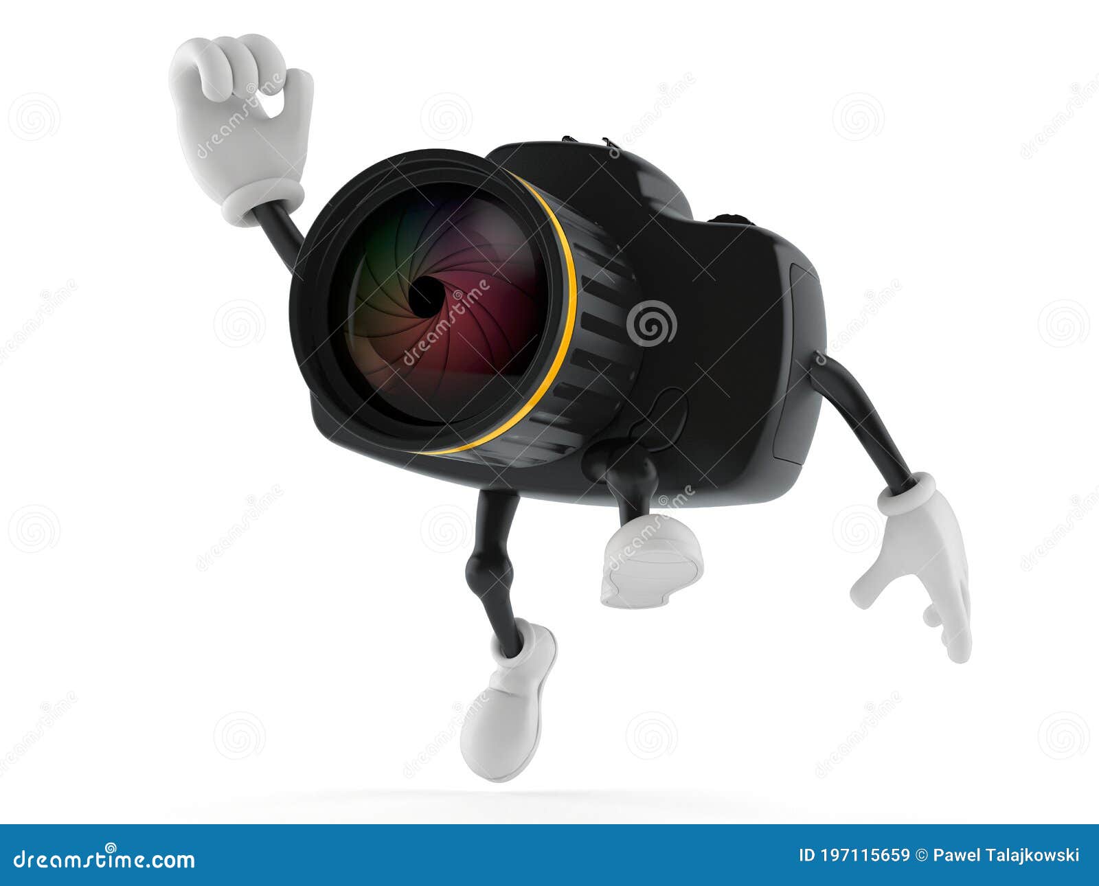 Camera Character Jumping in Joy Stock Illustration Illustration of jumping, cartoon 197115659