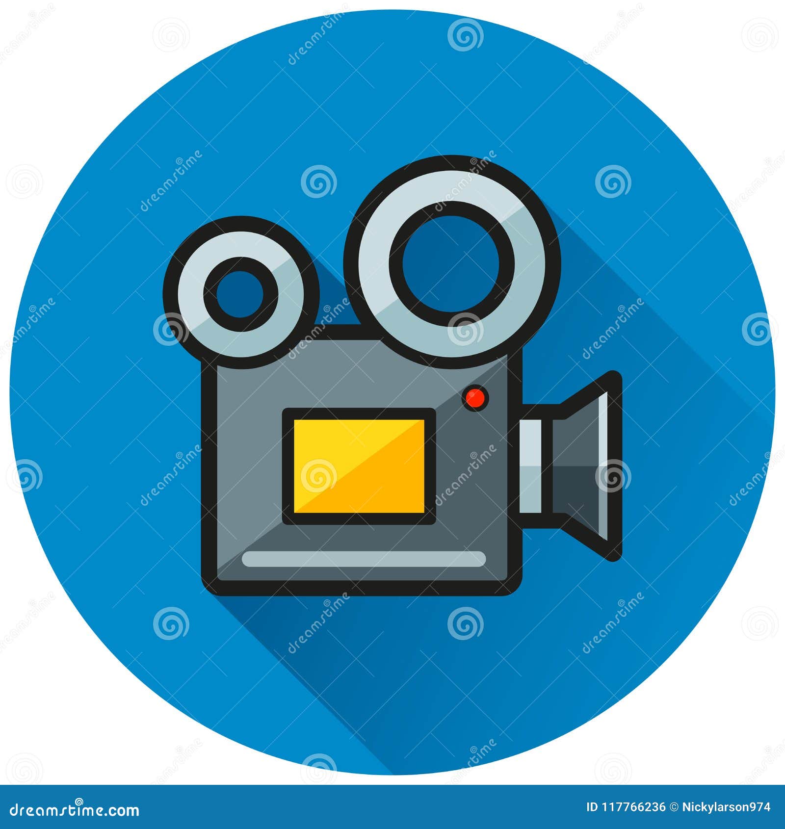 Camera Circle Blue Flat Icon Stock Vector Illustration of video