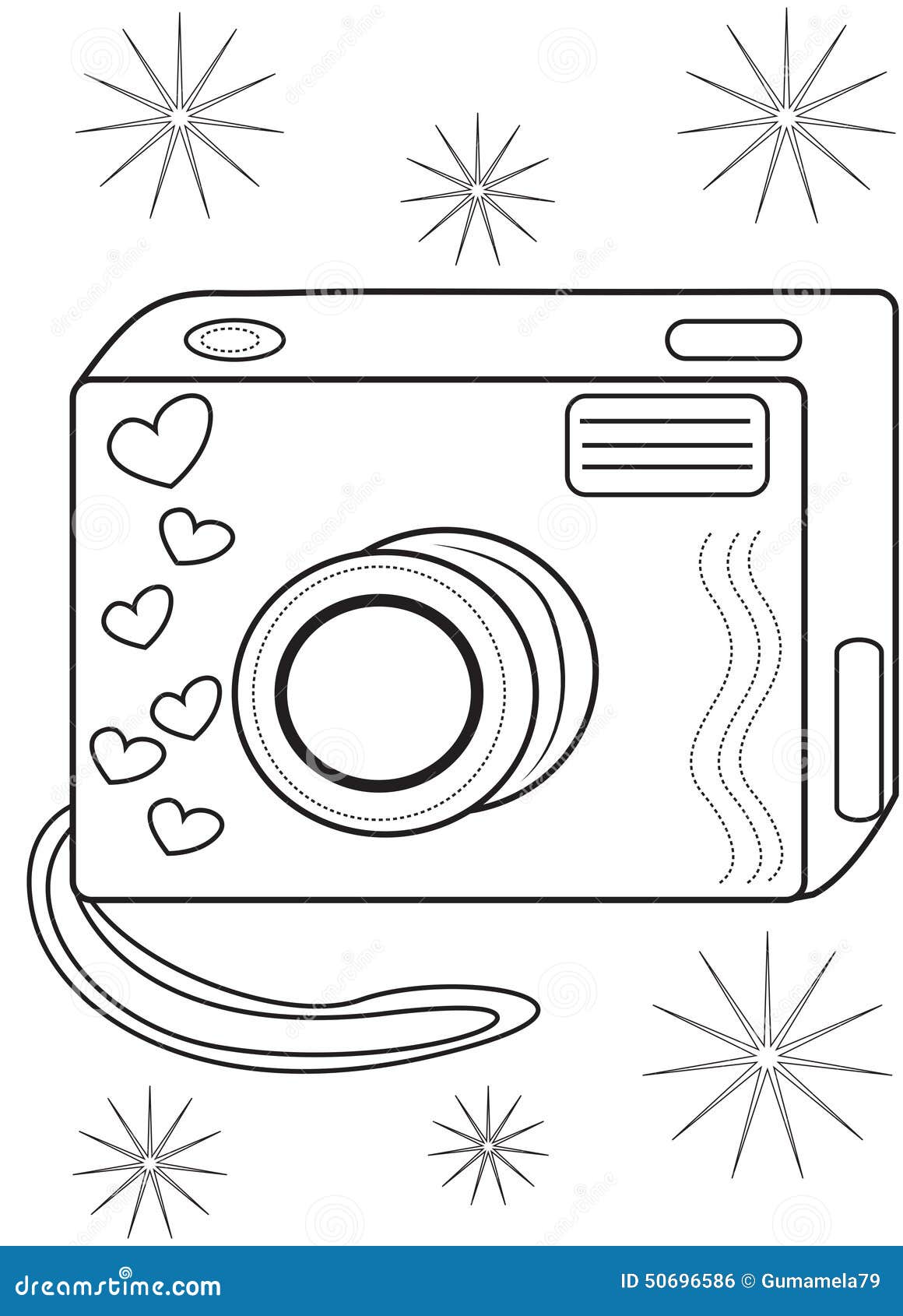 Camera coloring page stock illustration. Illustration of elements