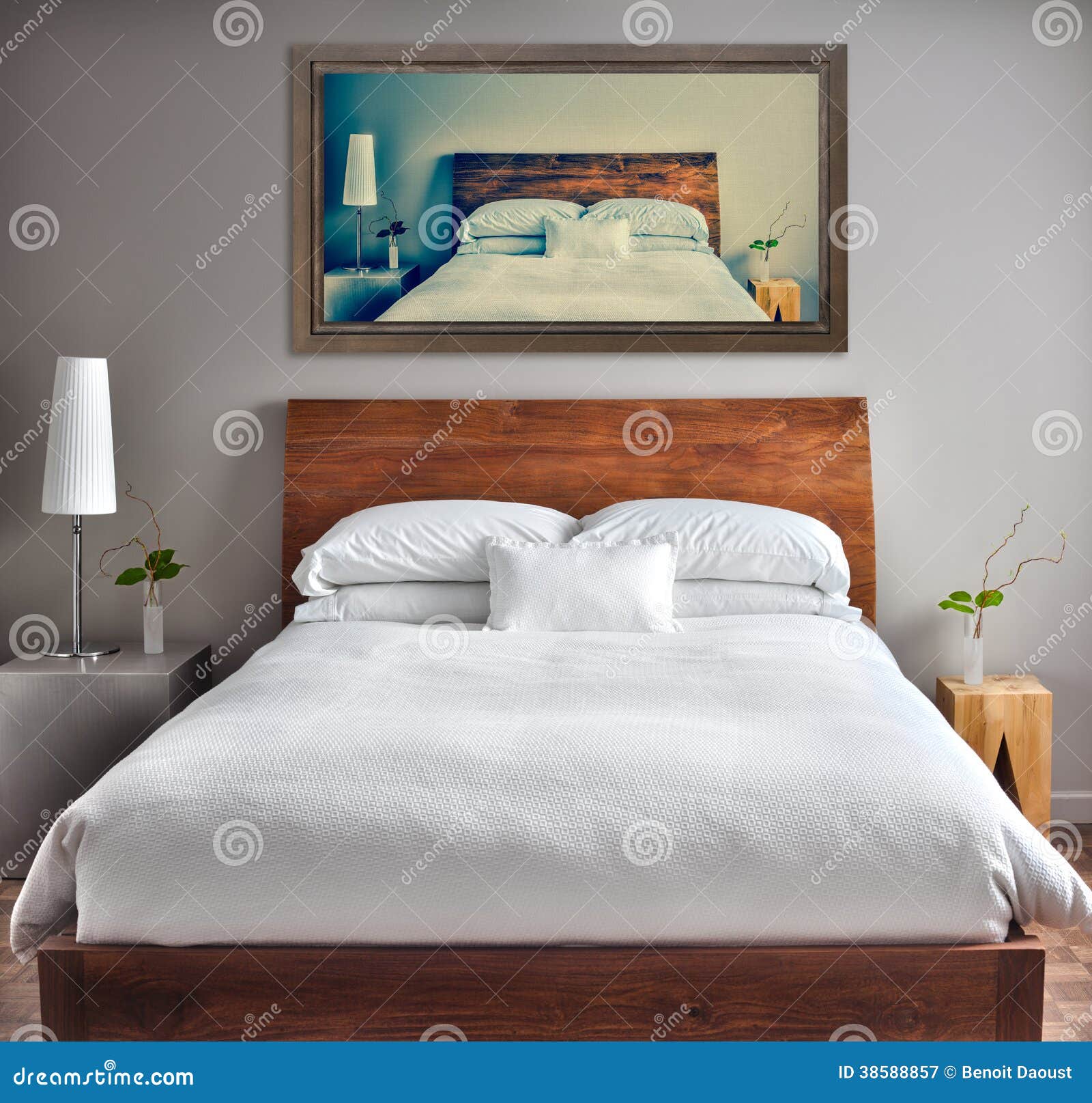 Camera da letto moderna/decorazione rustica fotografia stock ...