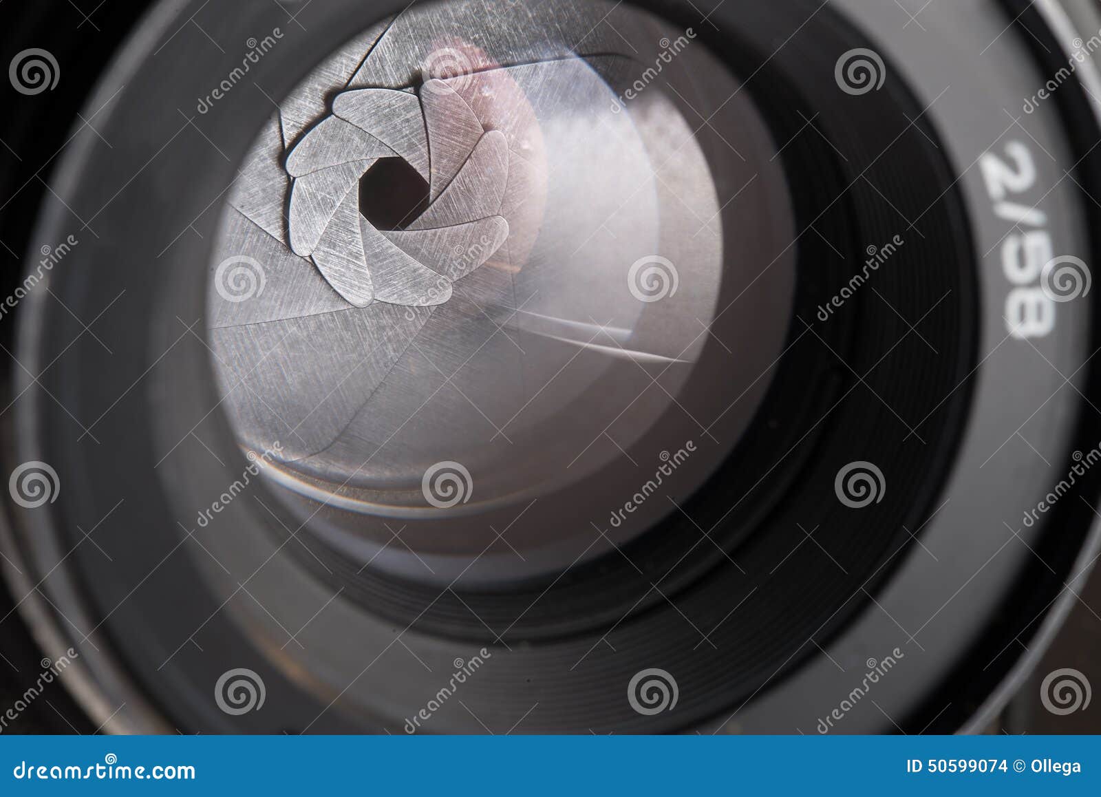 Camera Diaphragm Aperture with Flare and Reflection on Lens Stock Photo Image of isolated