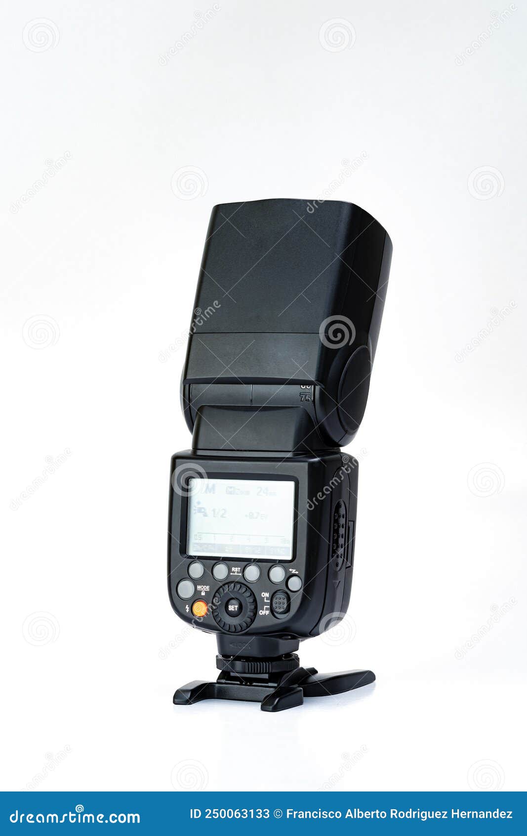 Camera Flash Speedlight Isolated on White Background Back View Stock Image Image of