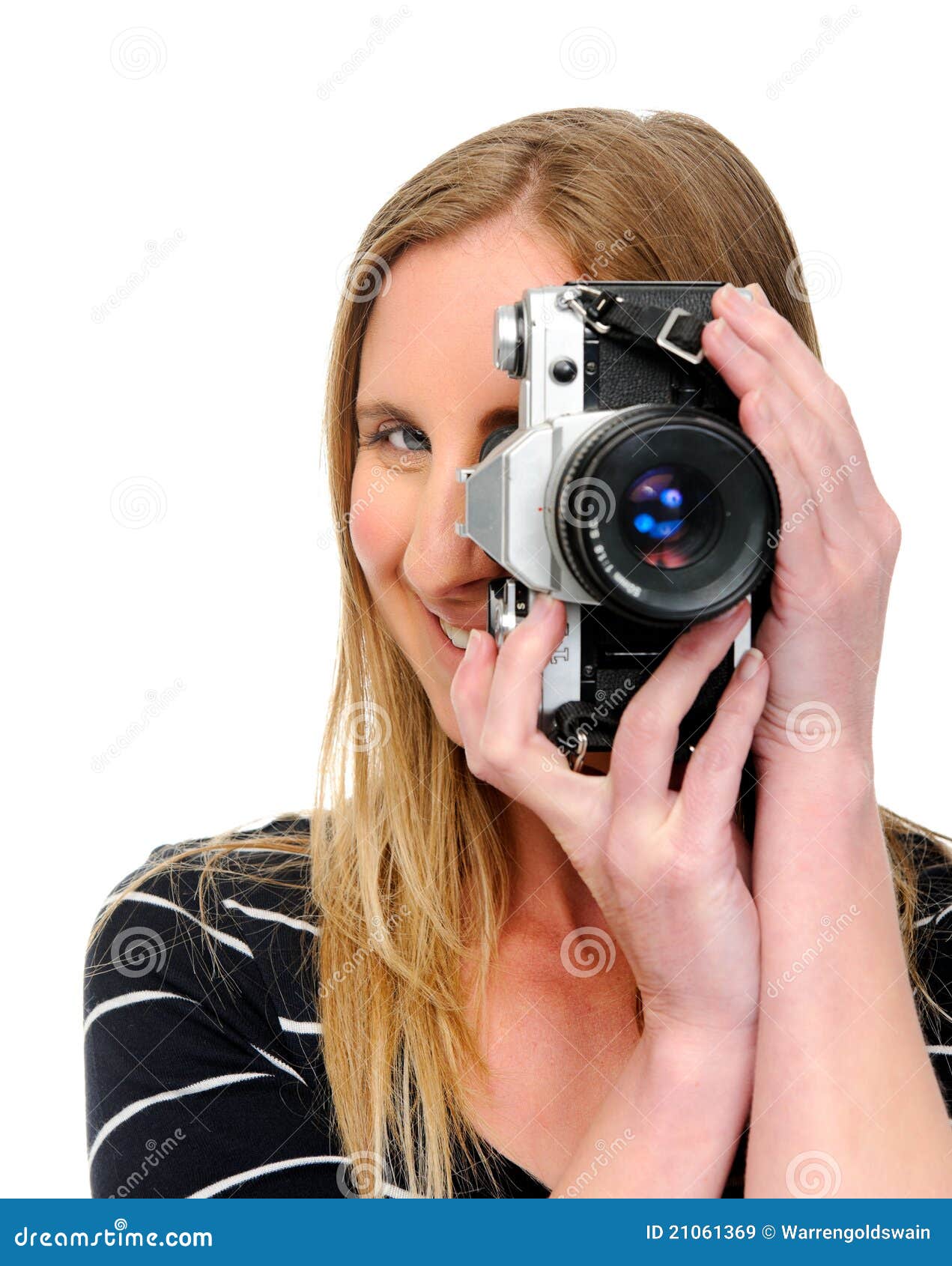 Camera friendly stock image. Image of relax, blonde, cheerful 21061369