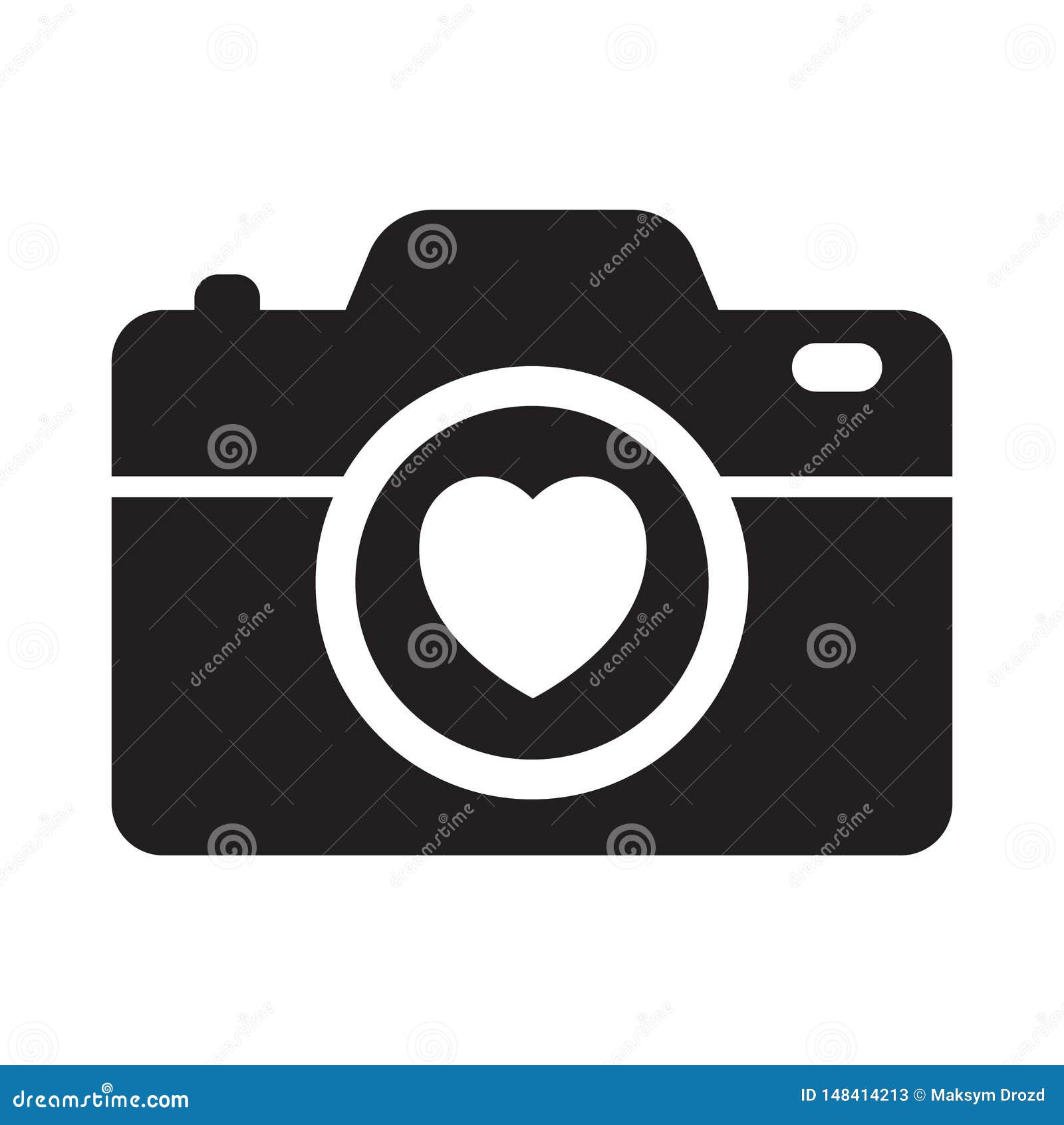 Camera with Heart on White Background Icon Stock Vector Illustration