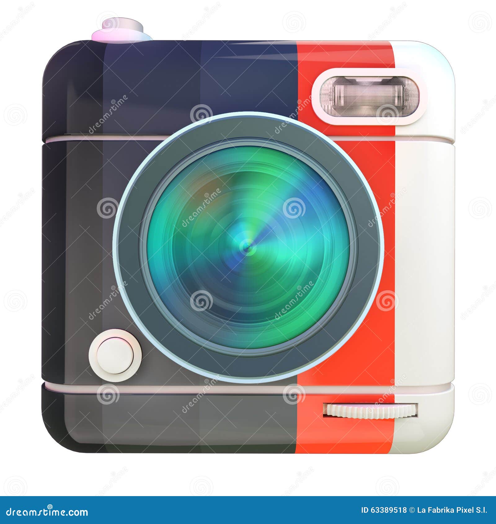 Camera Icon Black, Red and White Stock Illustration Illustration of