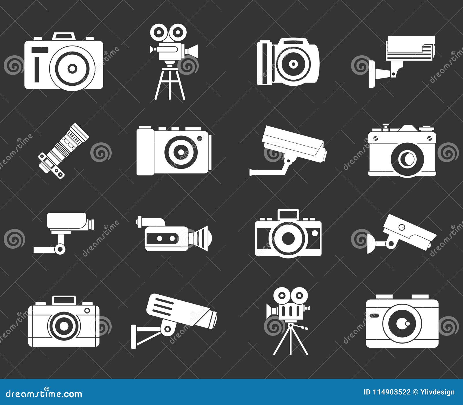 Camera Icon Set Grey Vector Stock Vector Illustration of isolated